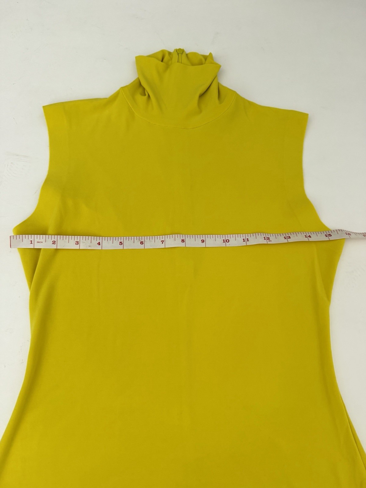 norma kamali Yellow Turtle Neck Stretch Sleeveless Dress S Party Bodycon