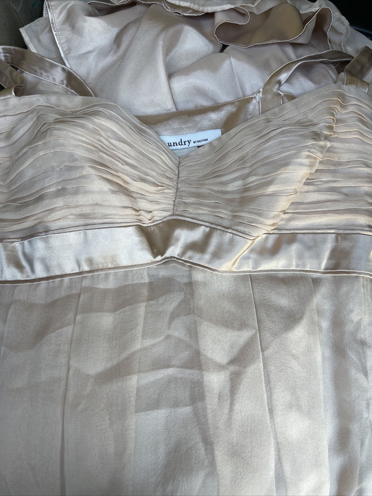 without tags Laundry by Design 100 Silk Nude Rusched Empire Lined Formal G2U