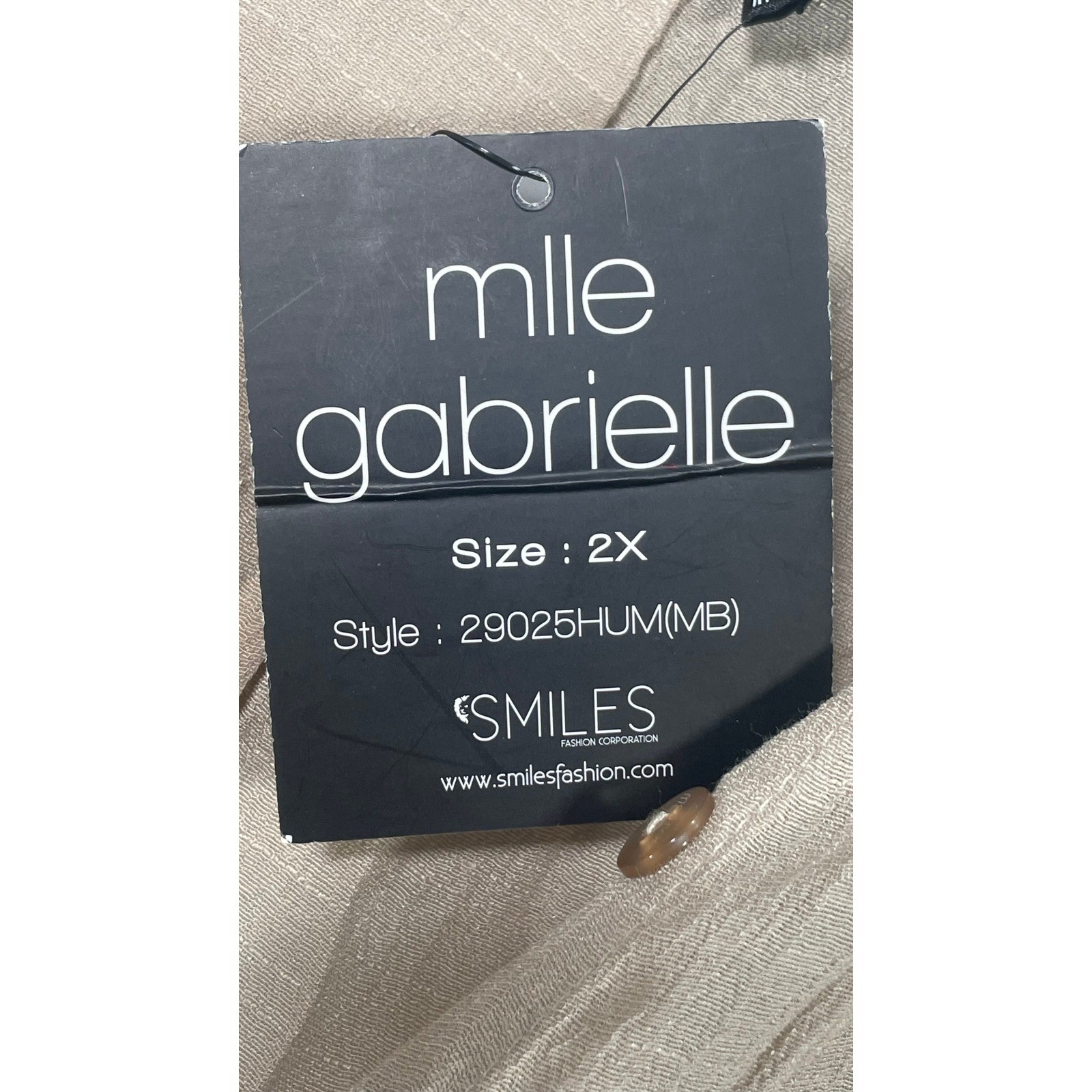 Mlle Gabrielle NWT Womens 2X Tan Sleeveless Button Down Shirt Dress High Low