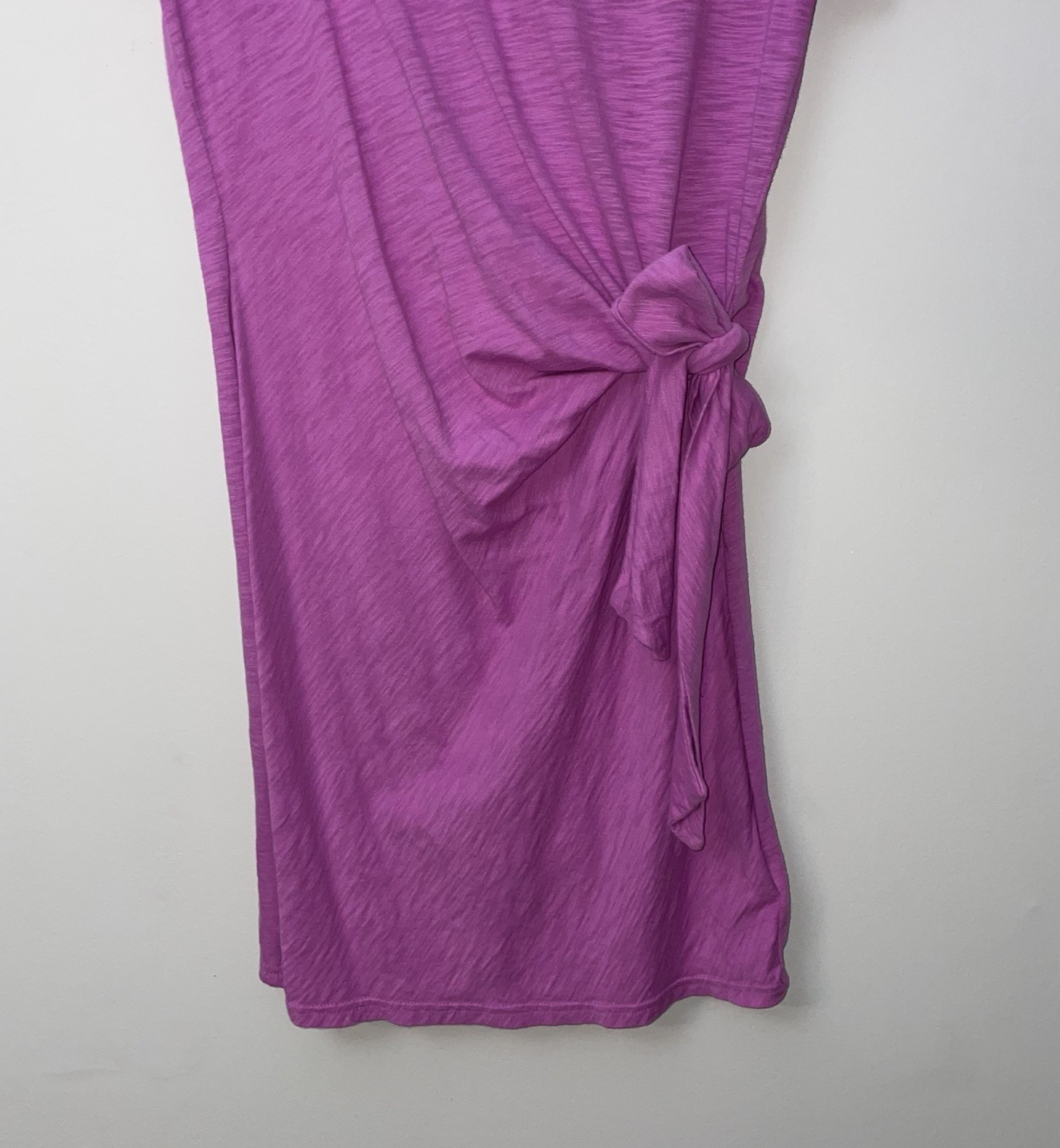 GAP Side Tie T-Shirt Dress Womens Medium Purple Casual Slub Knit Minimalist
