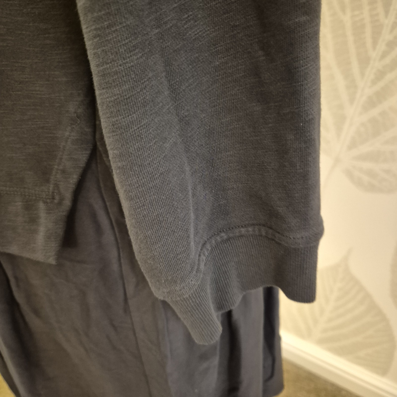 Oliver Bonas Size 12 Dark Grey Casual Mini Dress Comfy Winter Spring 3/4 Sleeve