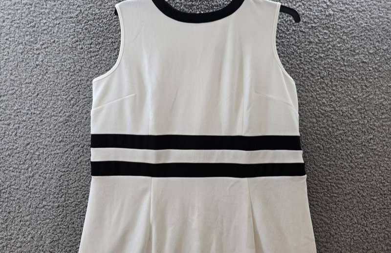 NY Collection Plus Size Colorblocked Dress Women’s 16W White/Black Zip Closure