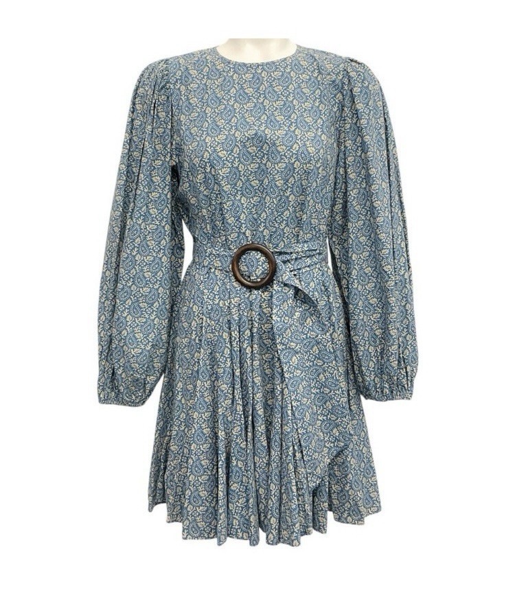 Rhode Jenny Dress Size Small Blue Paisley Long Sleeve