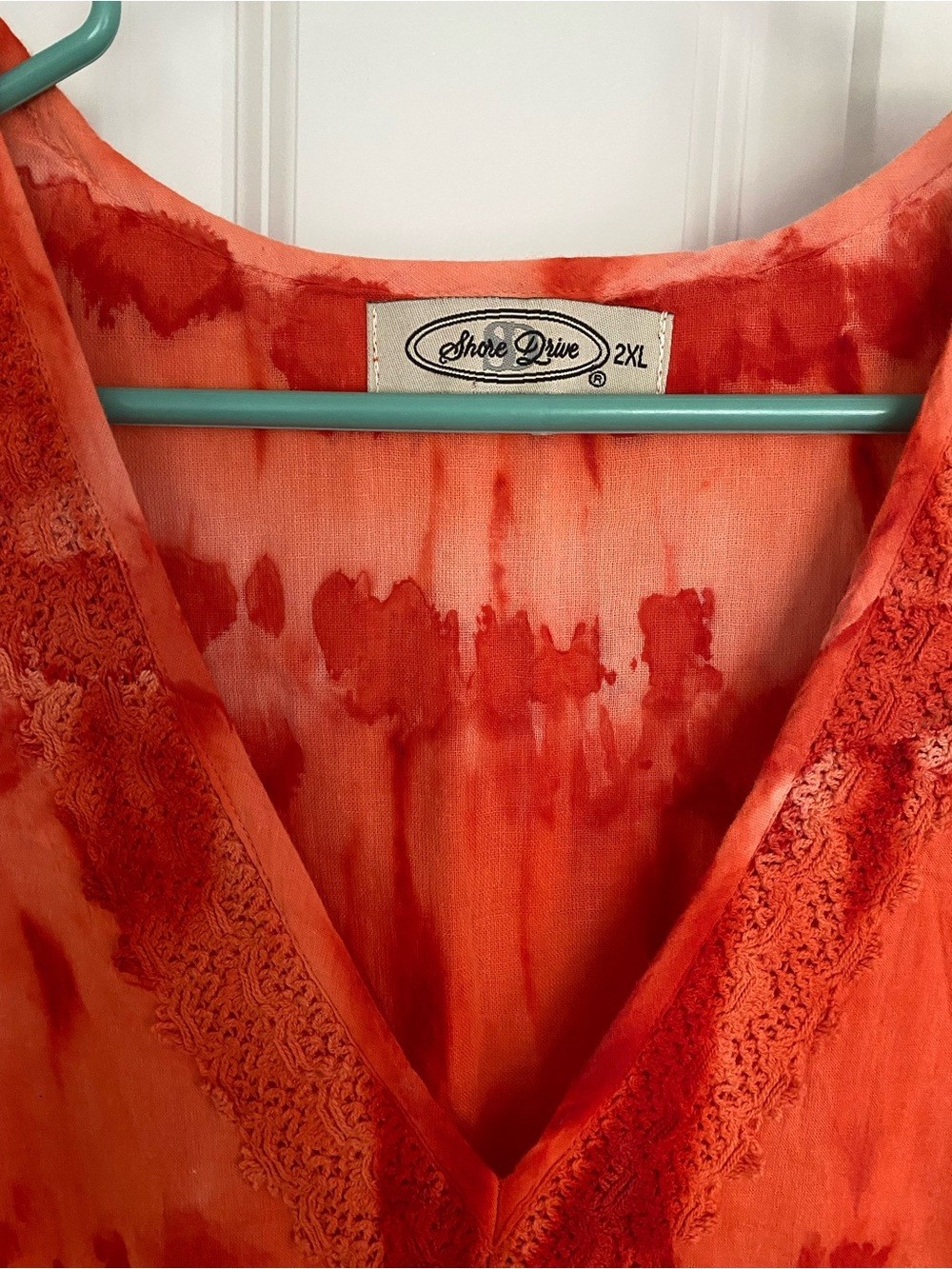 Shore Drive 2X Sleeveless Tie-Dye Maxi Dress in Vibrant Orange-Red