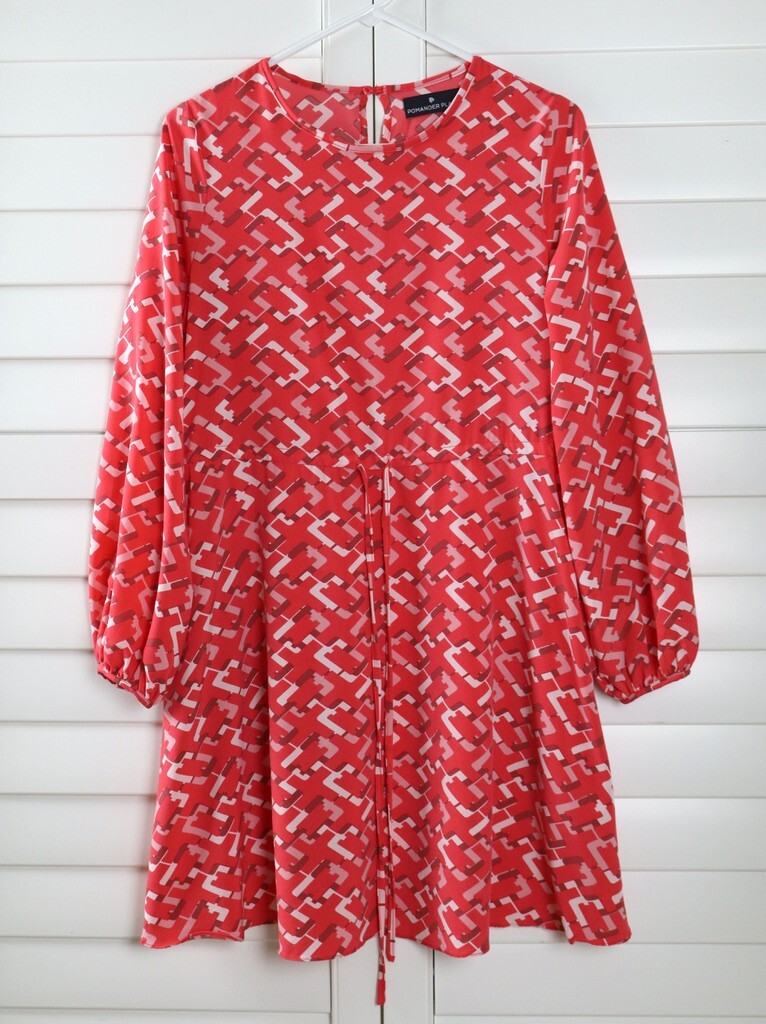 POMANDER PLACE Tuckernuck $128 Link Print Drawstring Waist A-Line Dress Size XS