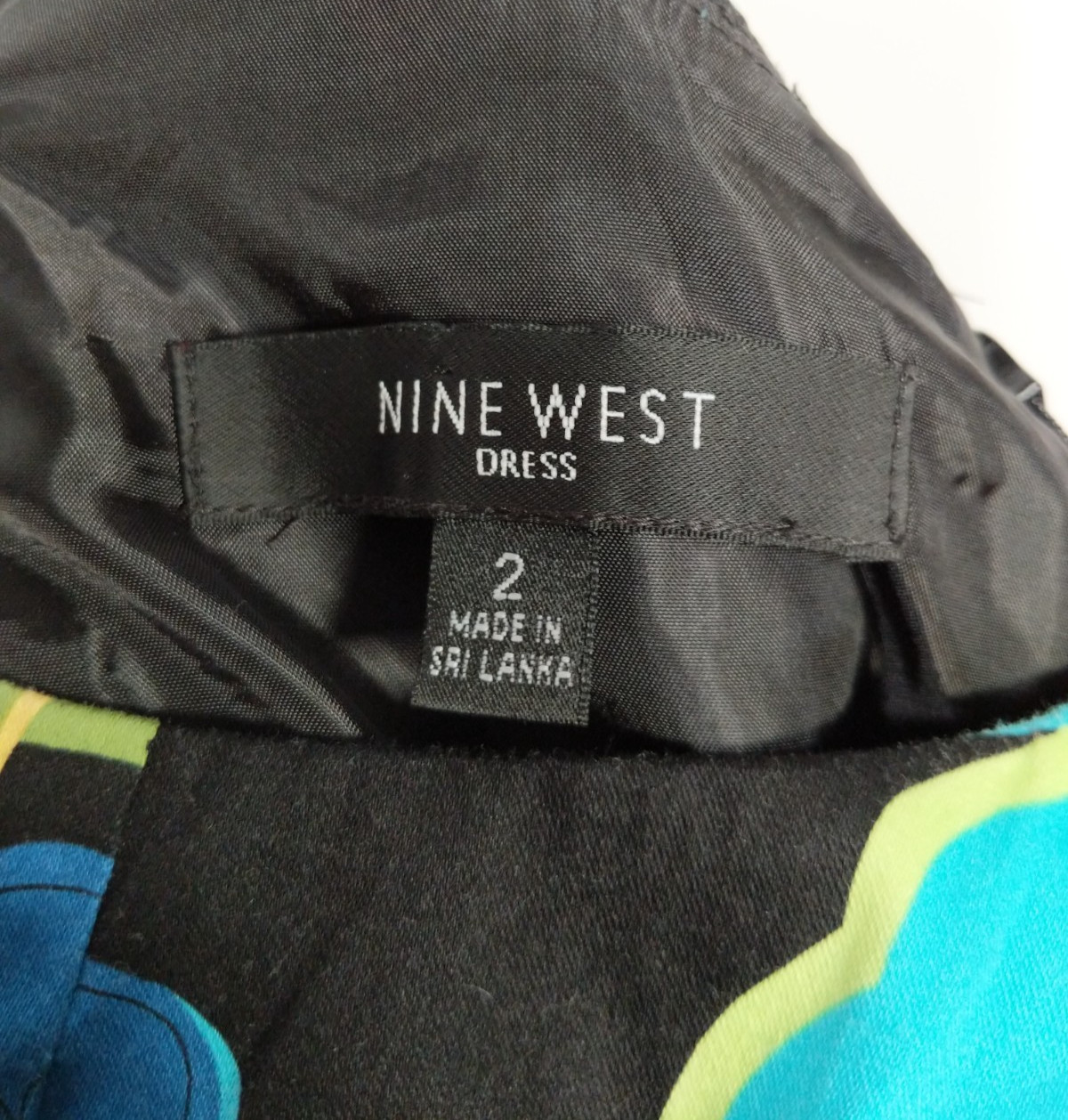 Nine West Size 2 Black Floral Sleeveless Back Zip Empire Waist Sheath Dress