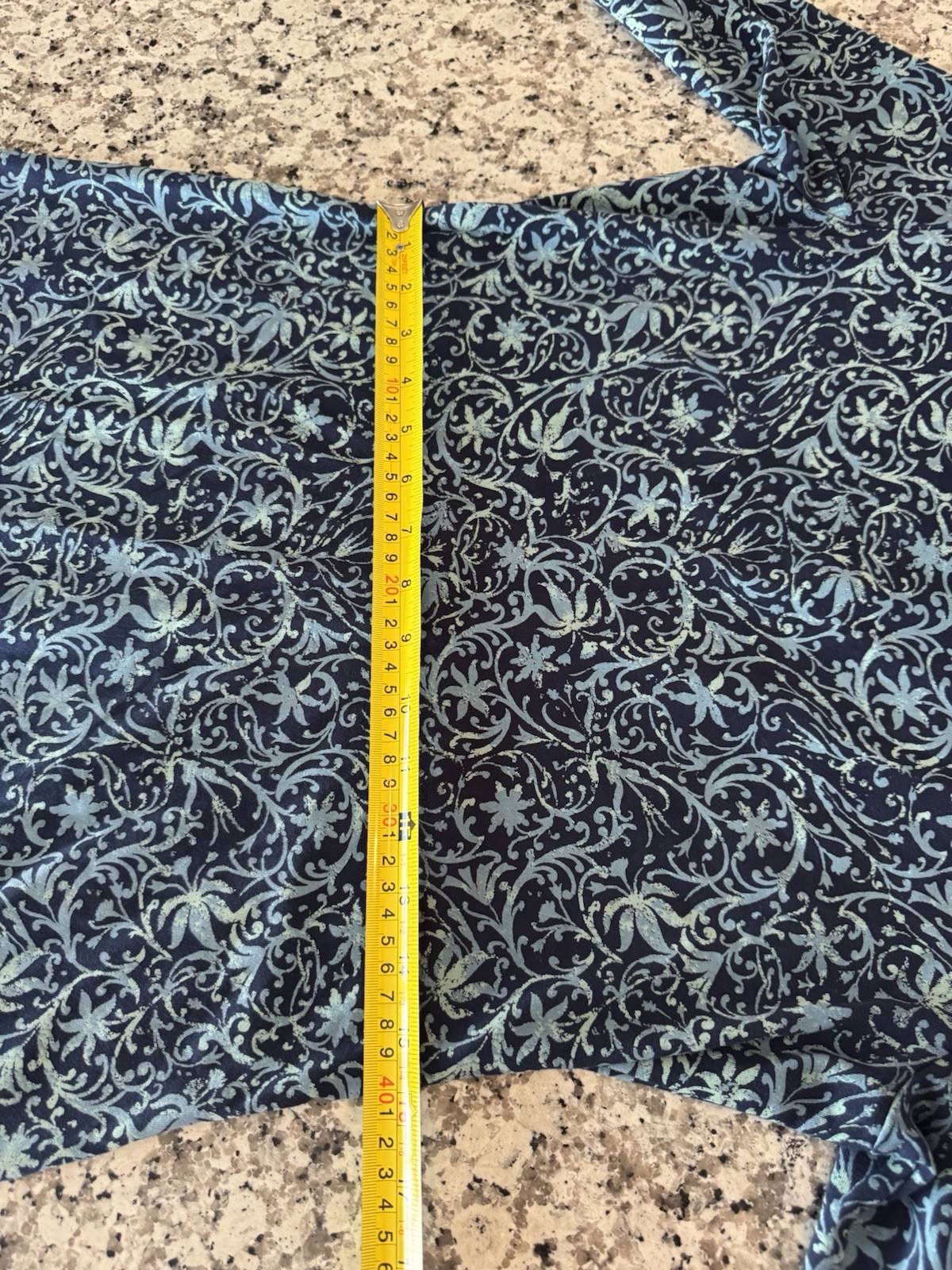 Peruvian Connection Blue Scroll Print Cotton Lycra Midi Dress Size M Stretch