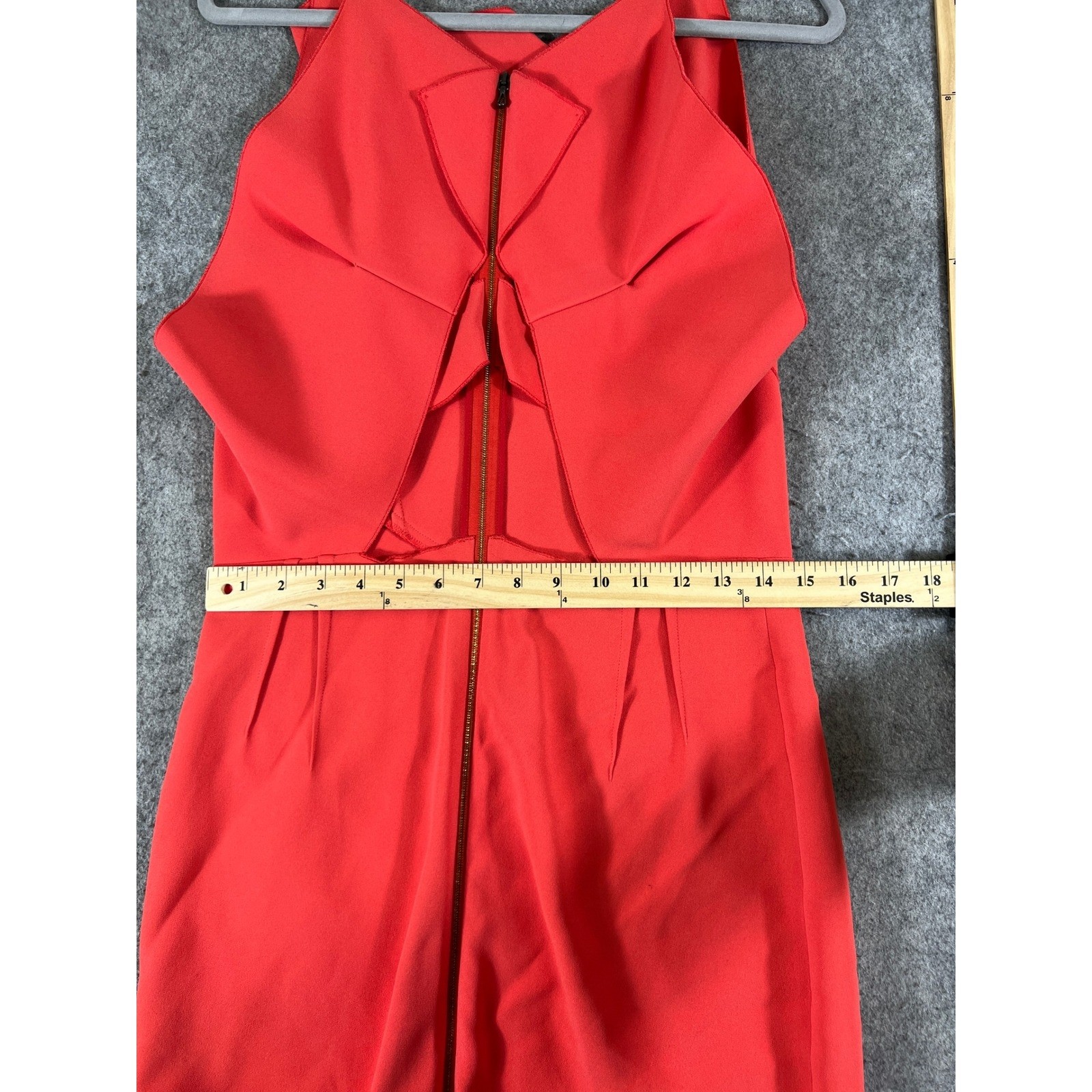 Roland Mouret Red Sleeveless Cut-Out Back Midi Dress Minimalist France Size 6