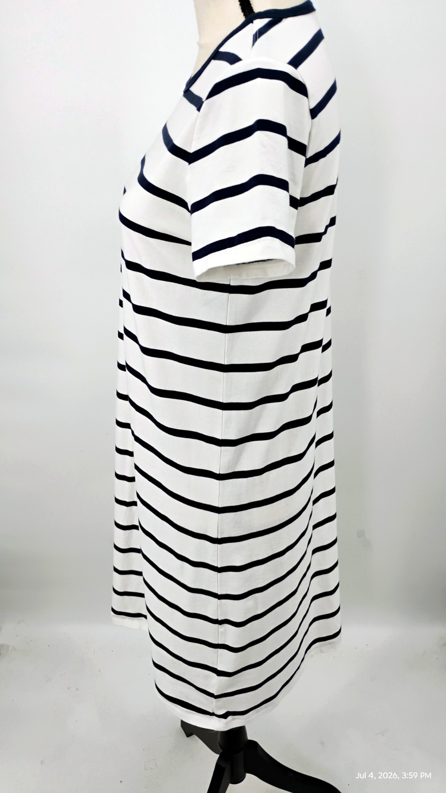 NEW Athleta Essential Tee Dress Winona Navy Stripe Stretch Size Small