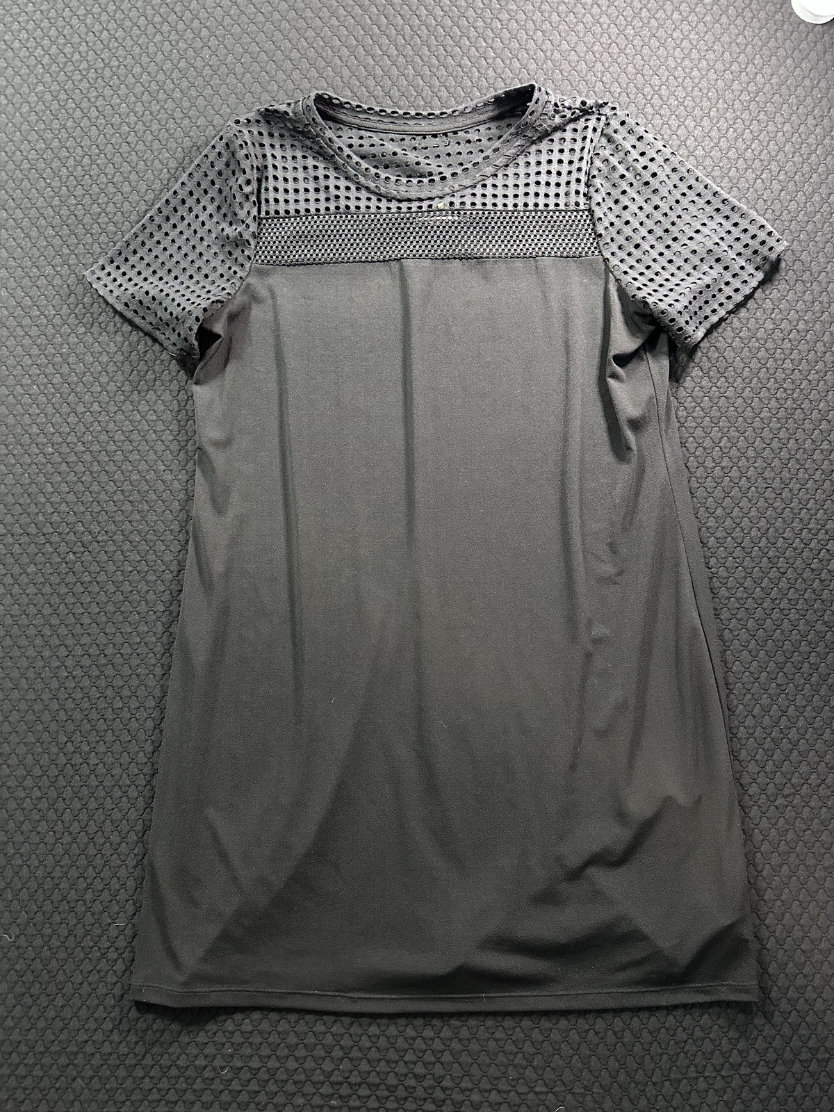 Michael Michael Kors T Shirt Dress Womens XL Black Short Sleeve Mesh Logo Casual