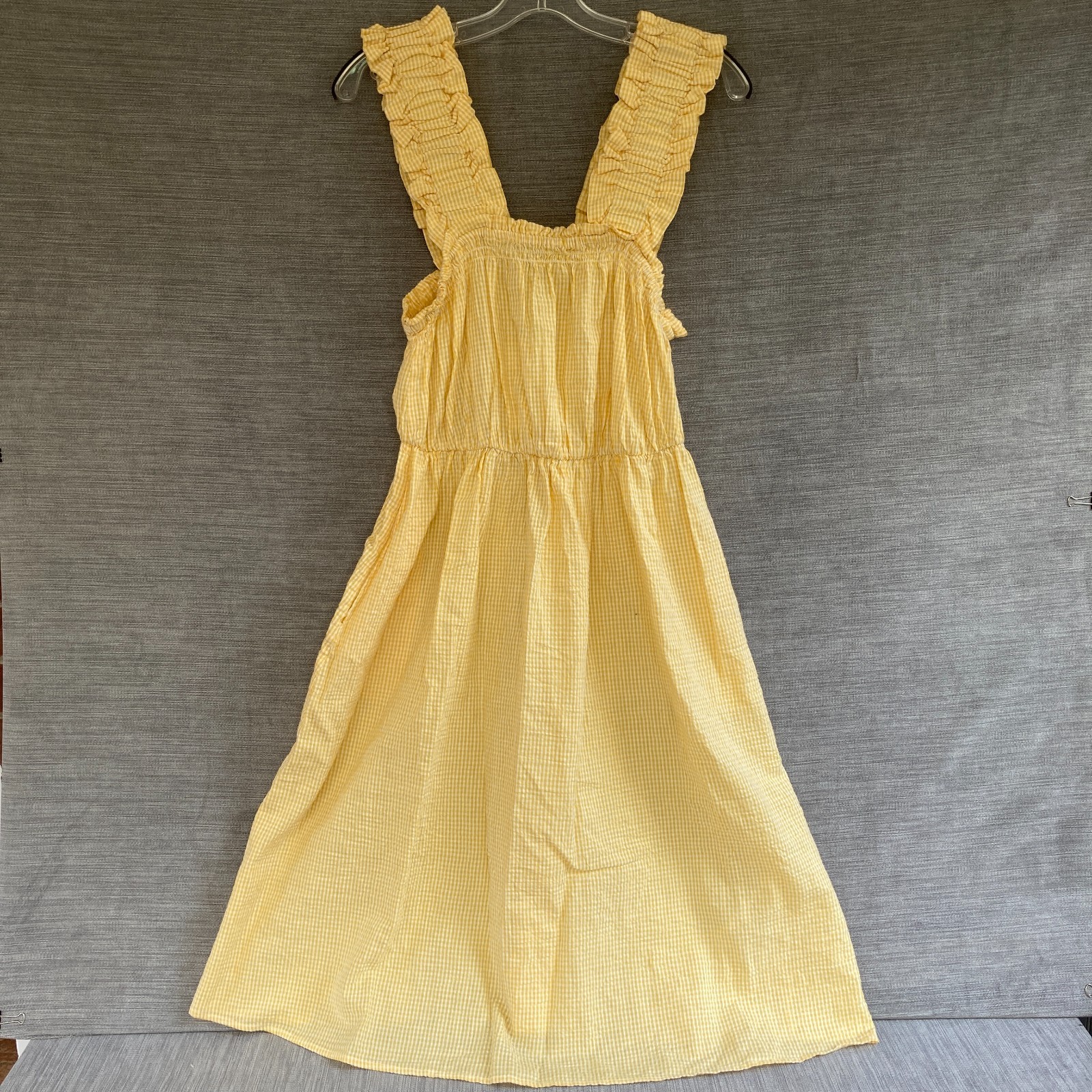 Barbour Abbey Dress Sunrise Yellow Check Women’s UK 12 / US 8 NWT Cotton Midi
