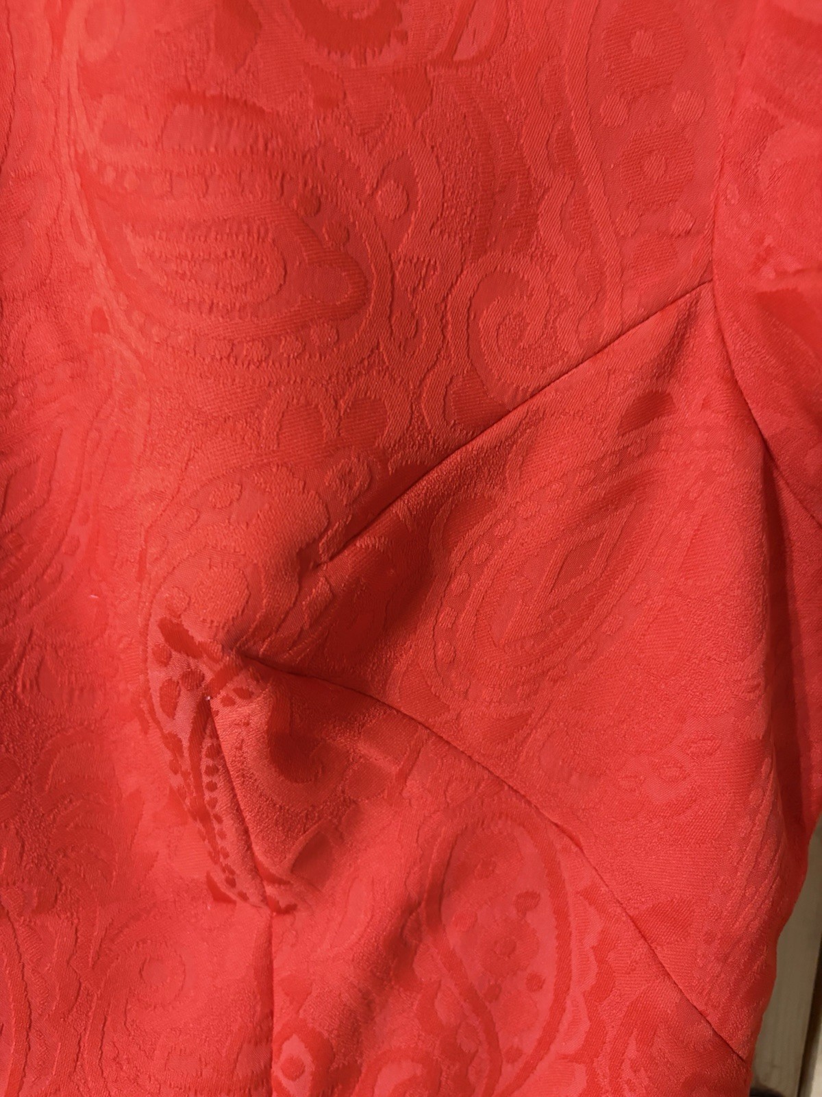 VTG Red Paisley Print Chinese Qipao Dress Cheongsam Maxi 70s Women’s S