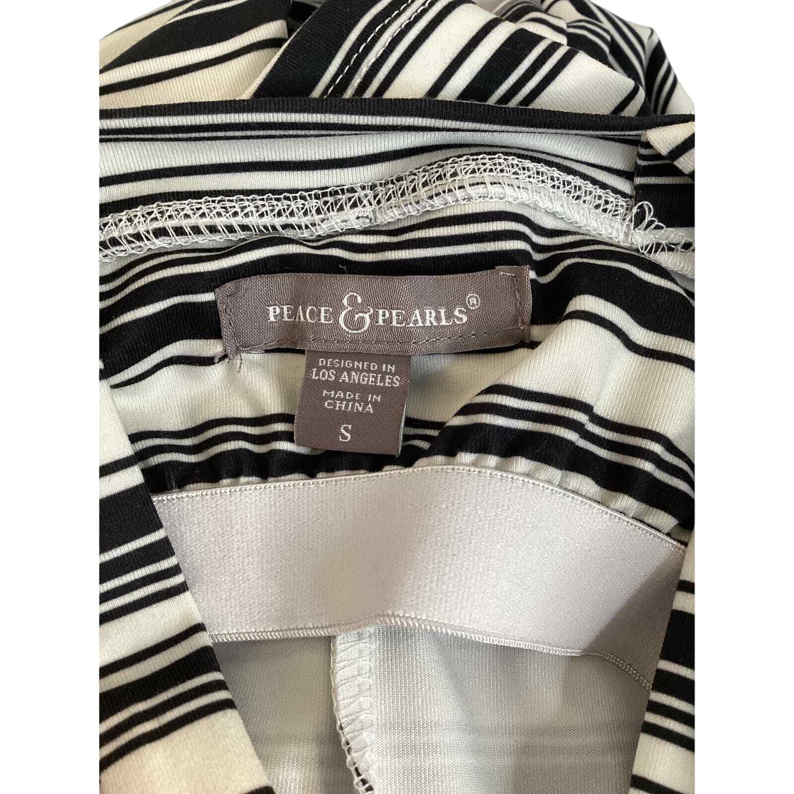 NWT Peace & Pearls Black White Stripe Stretch Halter Dress Size Small
