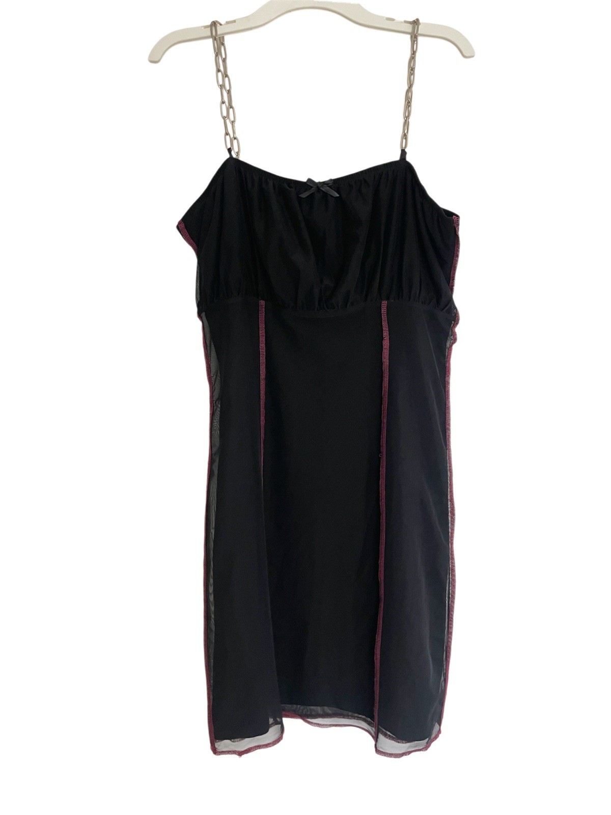 The Ragged Priest Chain Link Black Mini Dress Red Seam Edgy Goth Punk