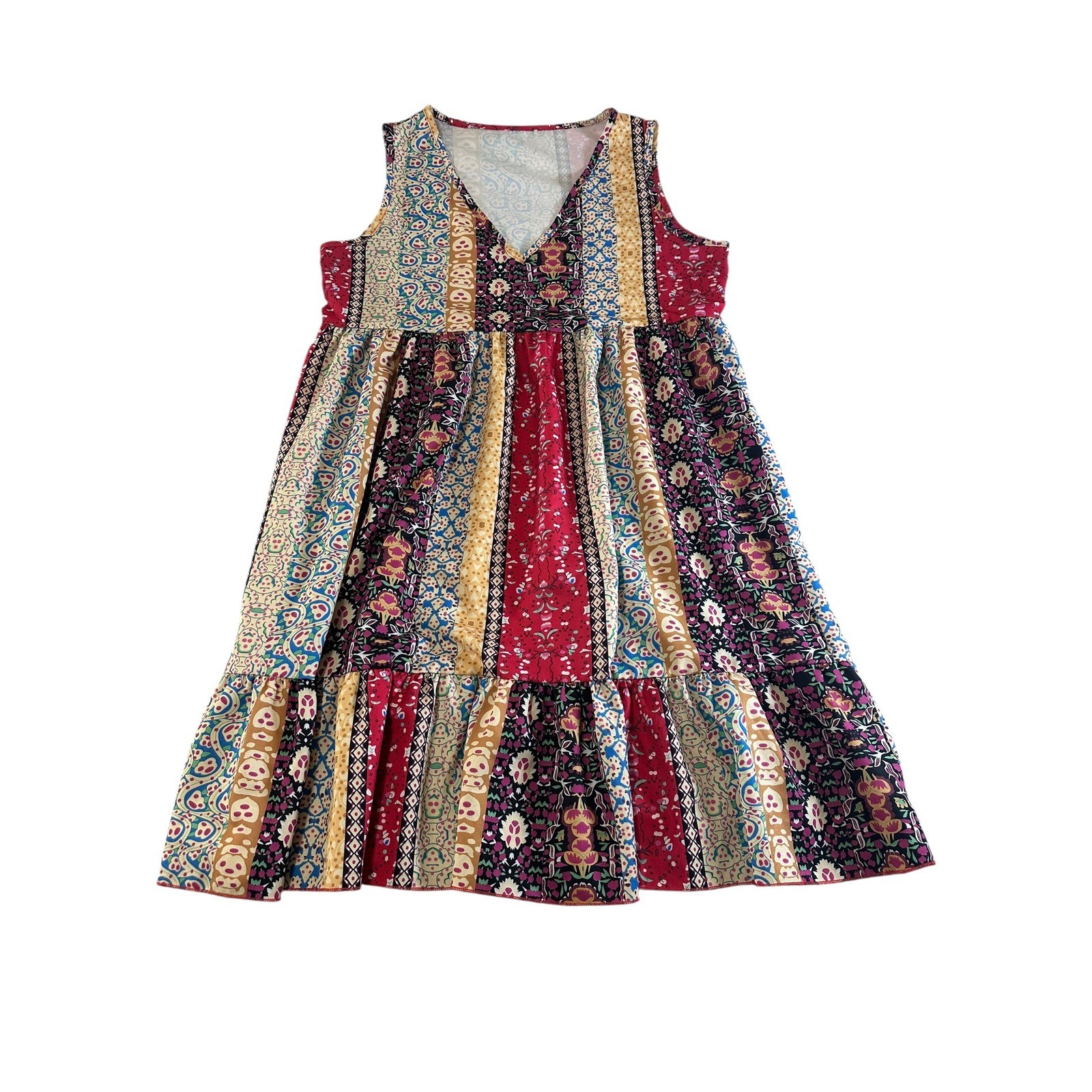 Cottagecore Prairie Indie Girl Sleeveless Festival Dress Sz M Bohemian Ruffle