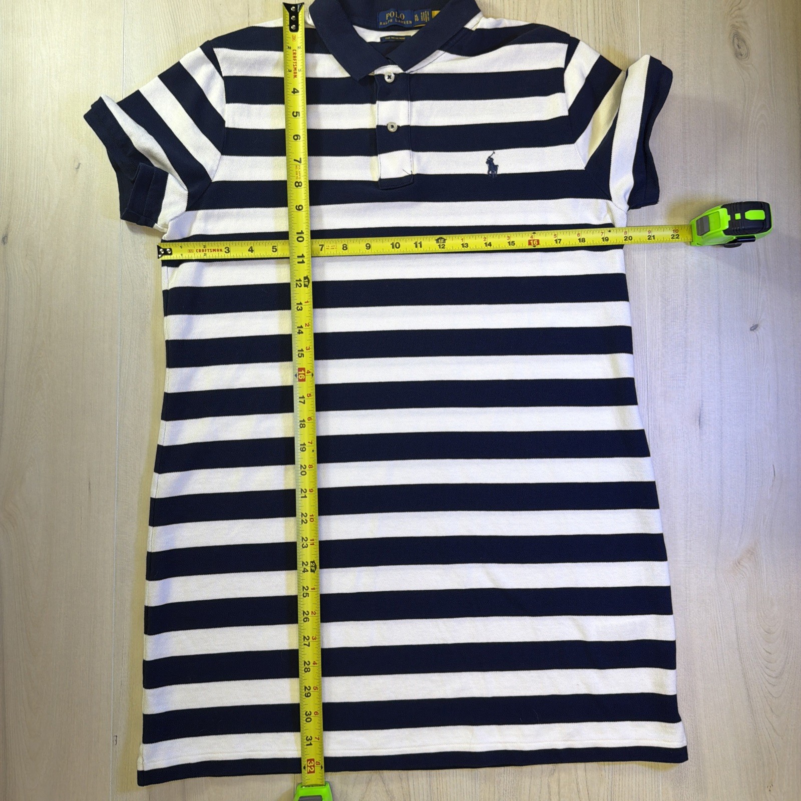 Polo Ralph Lauren The Mesh Mini Shirt Dress Sz XL Golf Tennis Sport Blue White