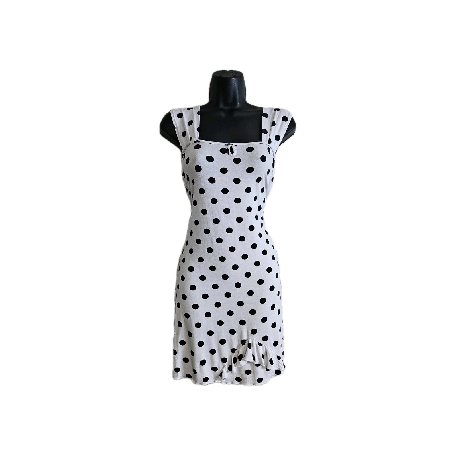 Leins’ European Union Ruffle Hem Polka Dot Dress Viscose Preppy Size Large
