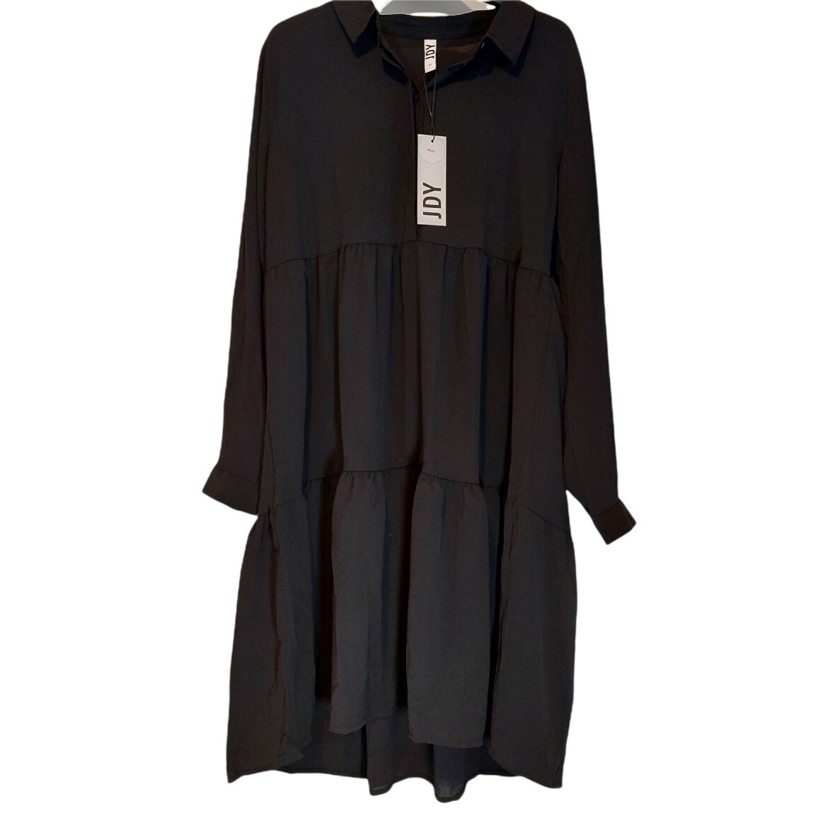 JDY Women’s JDYPIPER L/S Shirt Dress WVN NOOS Casual, Black. Size 12 UK