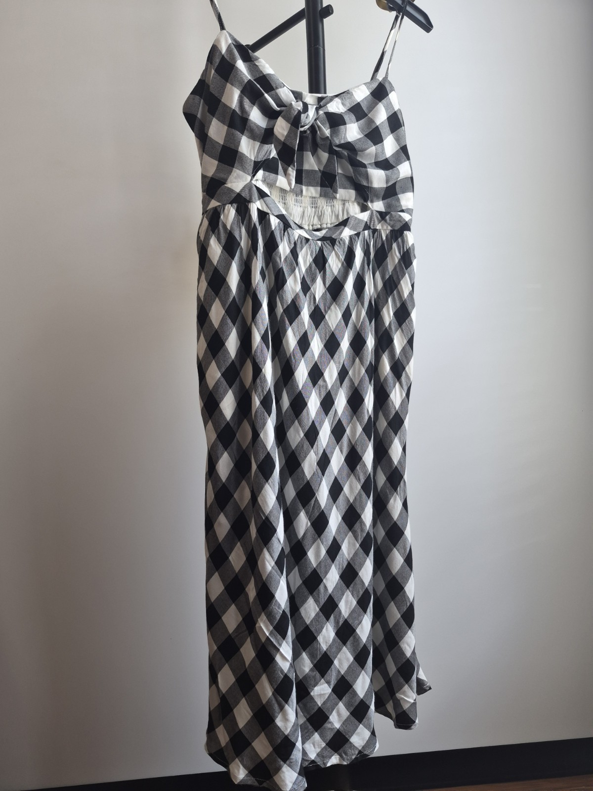 Bardot Black & White Gingham Cutout Midi Dress – 100% Viscose & Cotton Lined – L