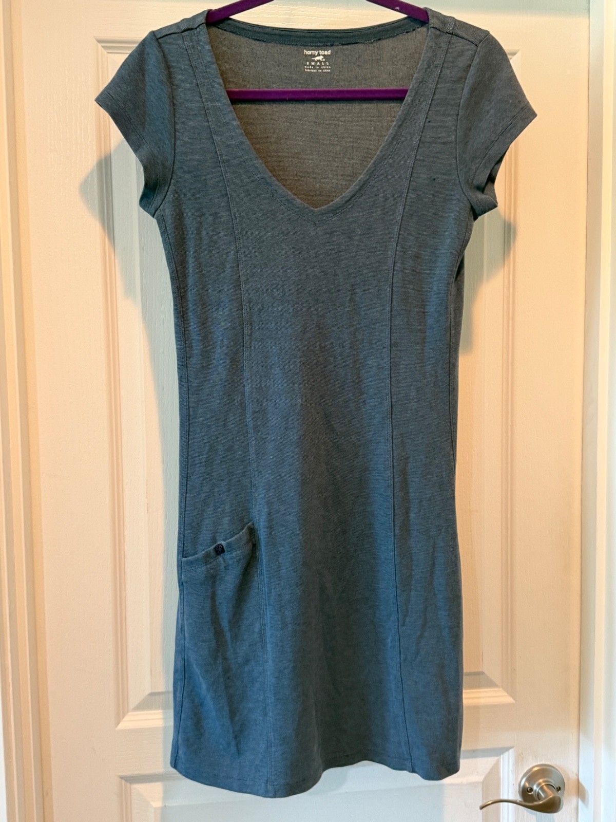 Horny Toad Dress Womens Small Blue Organic Cotton Blend Fit & Flare Cap Sleeve