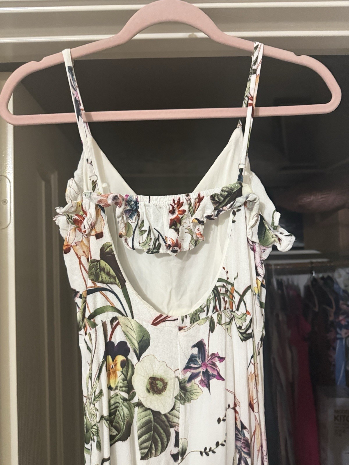 Lulus Bloon Floral Print Ruffle Maxi Dress (Bloom On Ivory Floral Print)