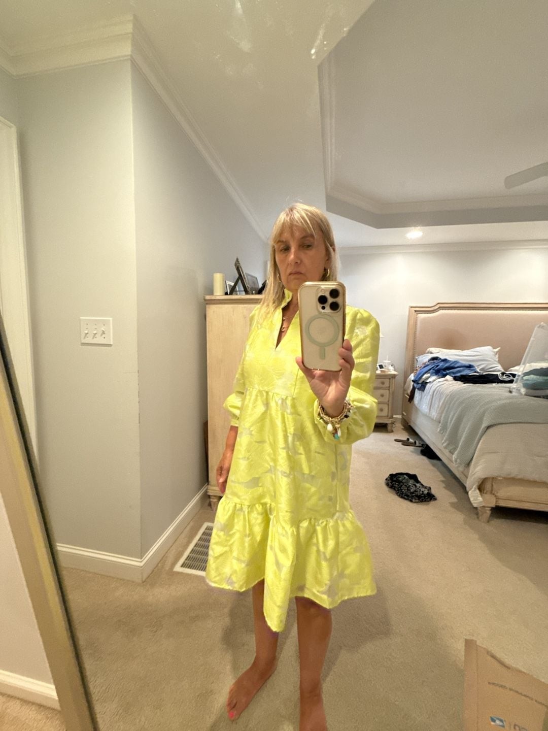 Tuckernuck Yellow Floral Jacquard Mini Dress