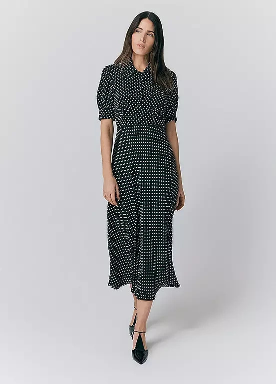 Ghost London Wilma Crepe Polka Dot Midi Tea Dress – Size 3XL – LB 3002