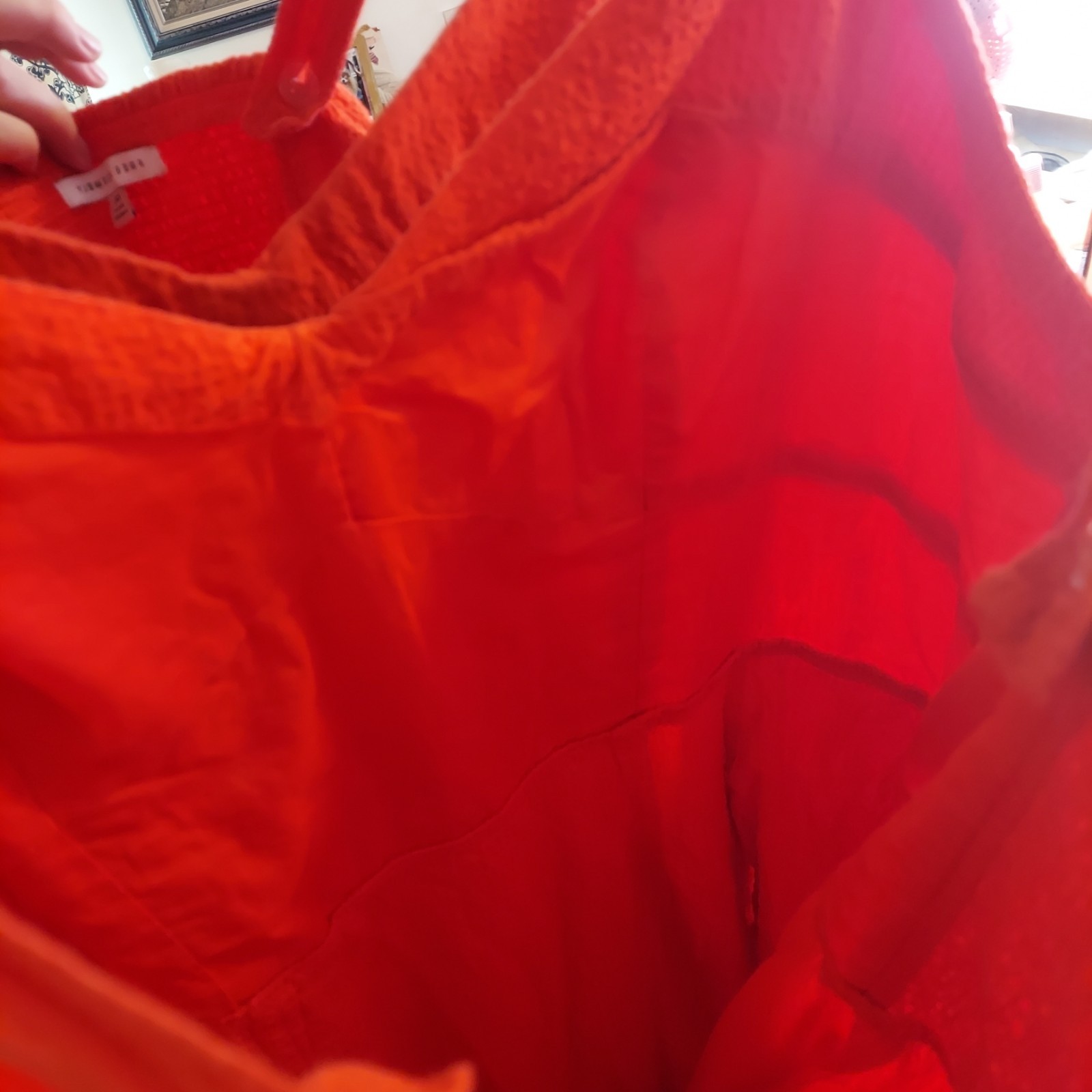 Free Assembly Orange Textured Dress XXL Smocked Back Pockets Fit & Flare