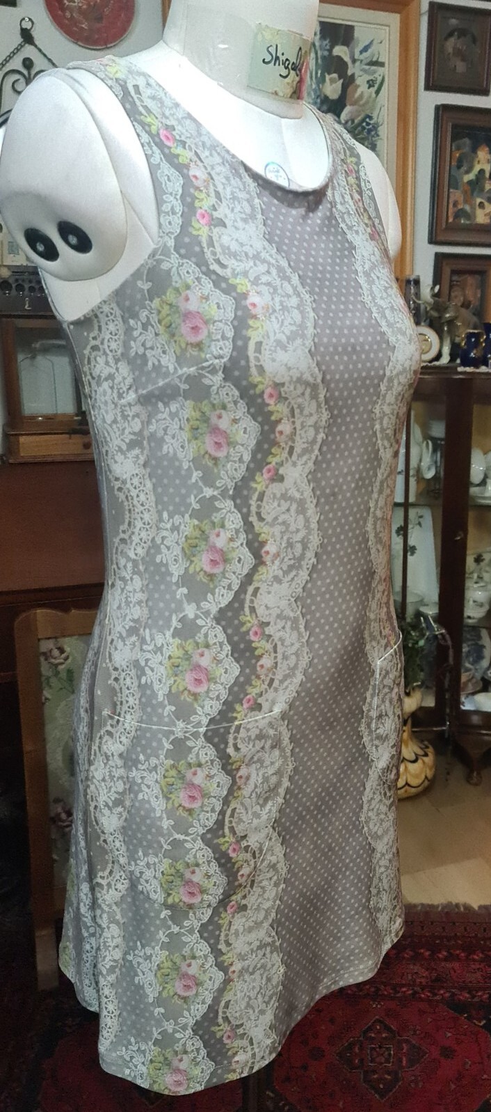Michal Negrin Sleeveless Dress – Dots & Pockets – Size “S-M”