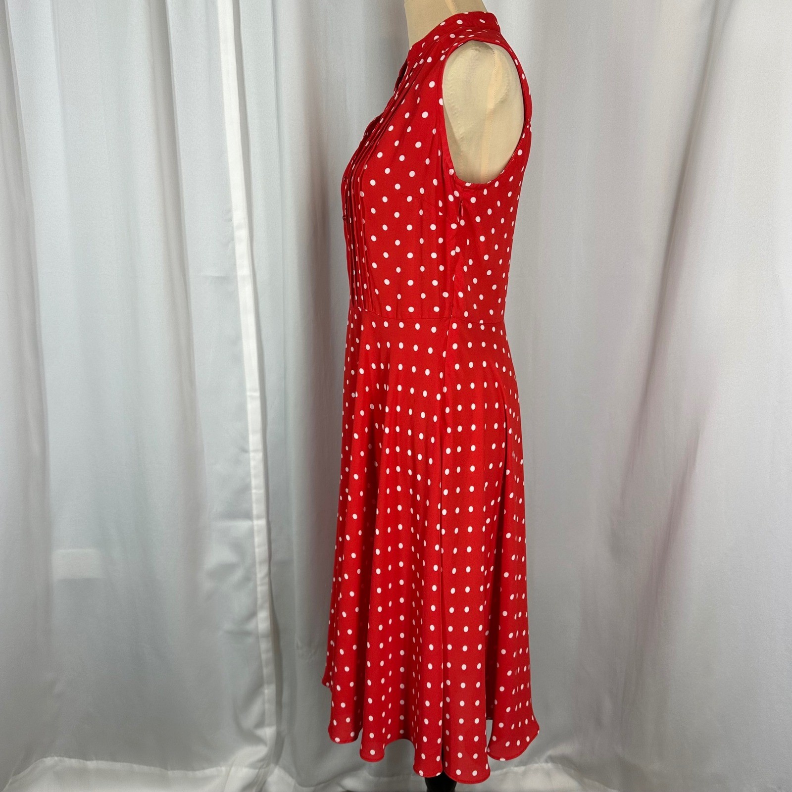 Nanette Lepore Red Polka Dot Dress Size 6 Retro Vintage Style Midi