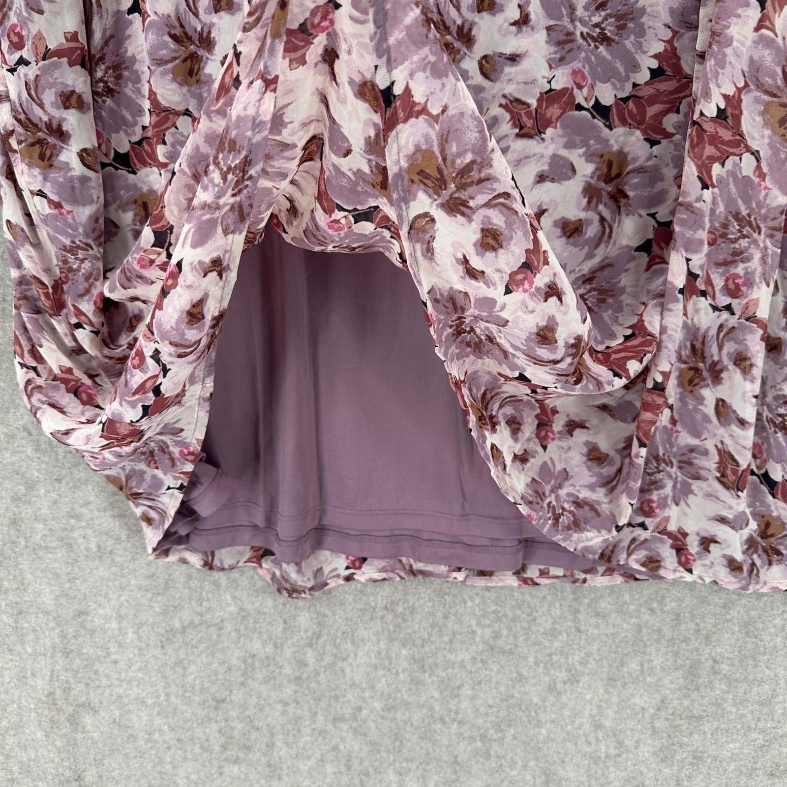 LC Lauren Conrad Chiffon Shift Dress 2X Purple Floral Pintuck Ruffle
