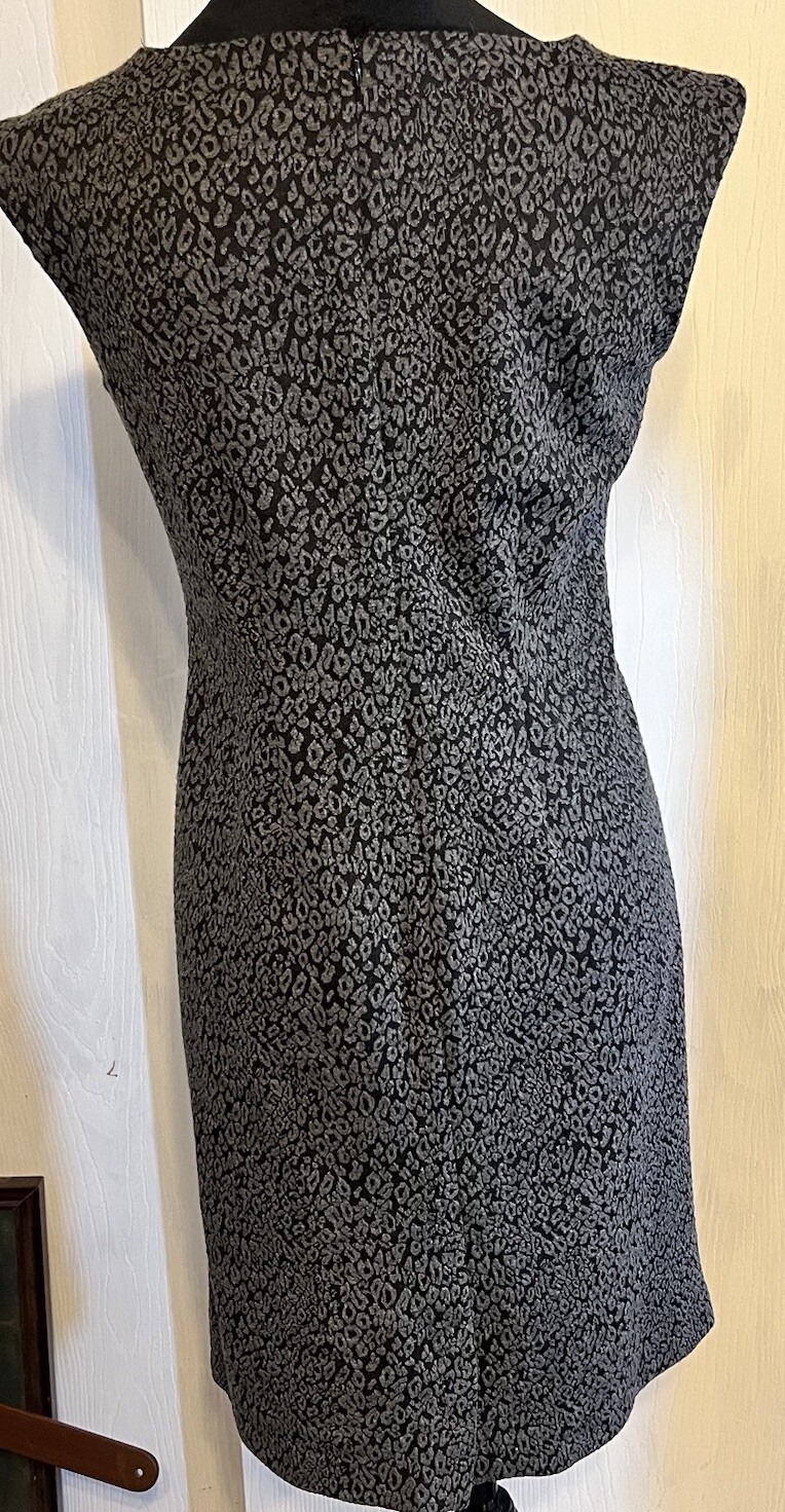 Elementz Dress Petite Small Zip Leopard Cheetah Black Gray Sleeveless