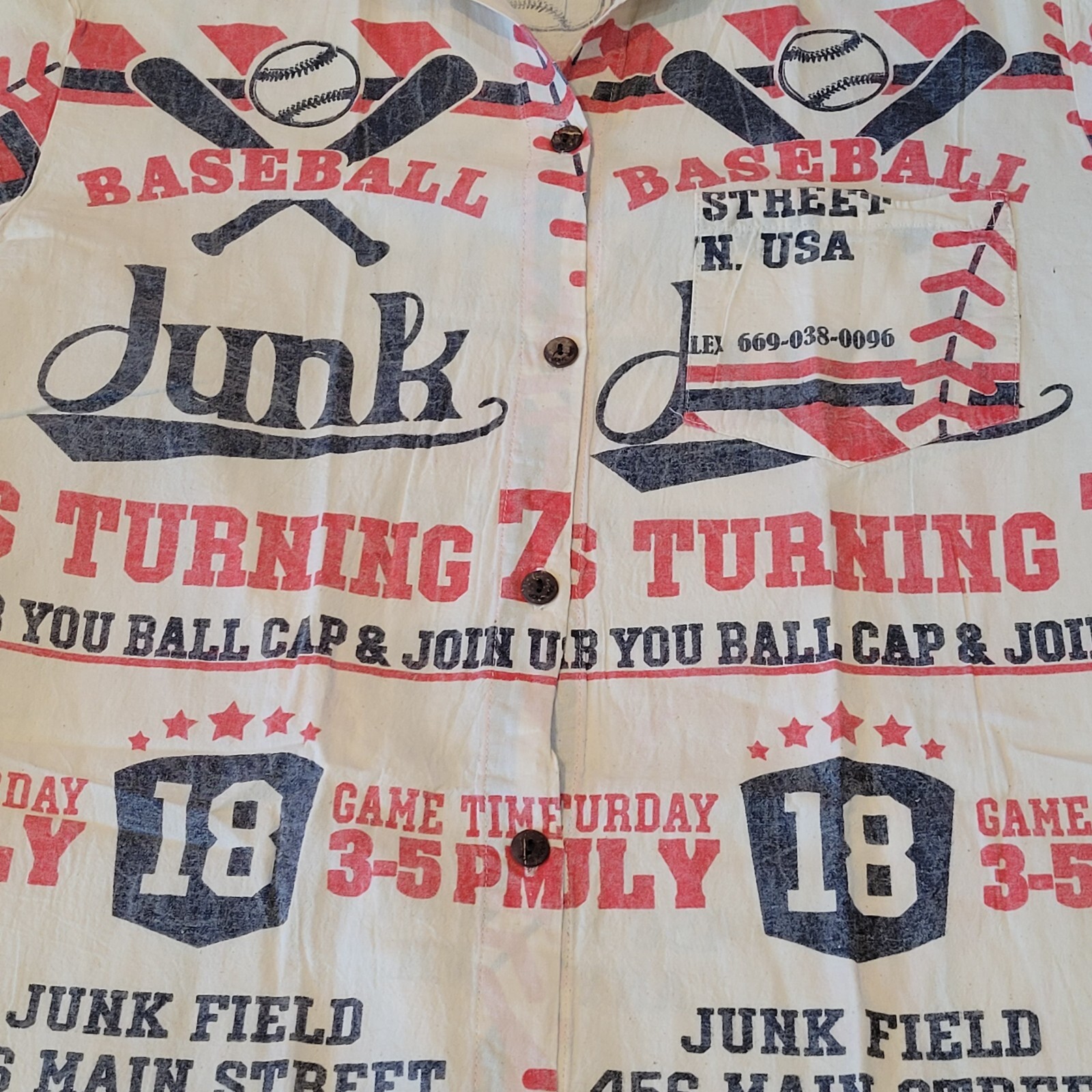 Flour Sack Dress Baseball Junk Vintage Look Feed Sack Garden Hippie Boho 1 Size