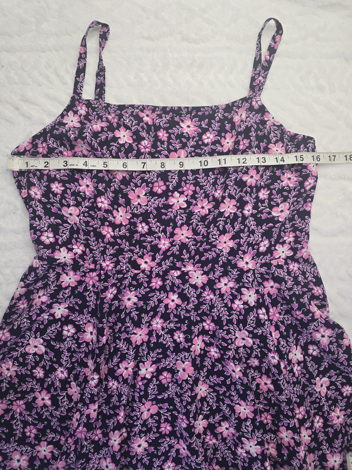 GAP Floral Sundress Navy Pink Ditsy Print Sleeveless Fit Flare Spaghetti Strap M