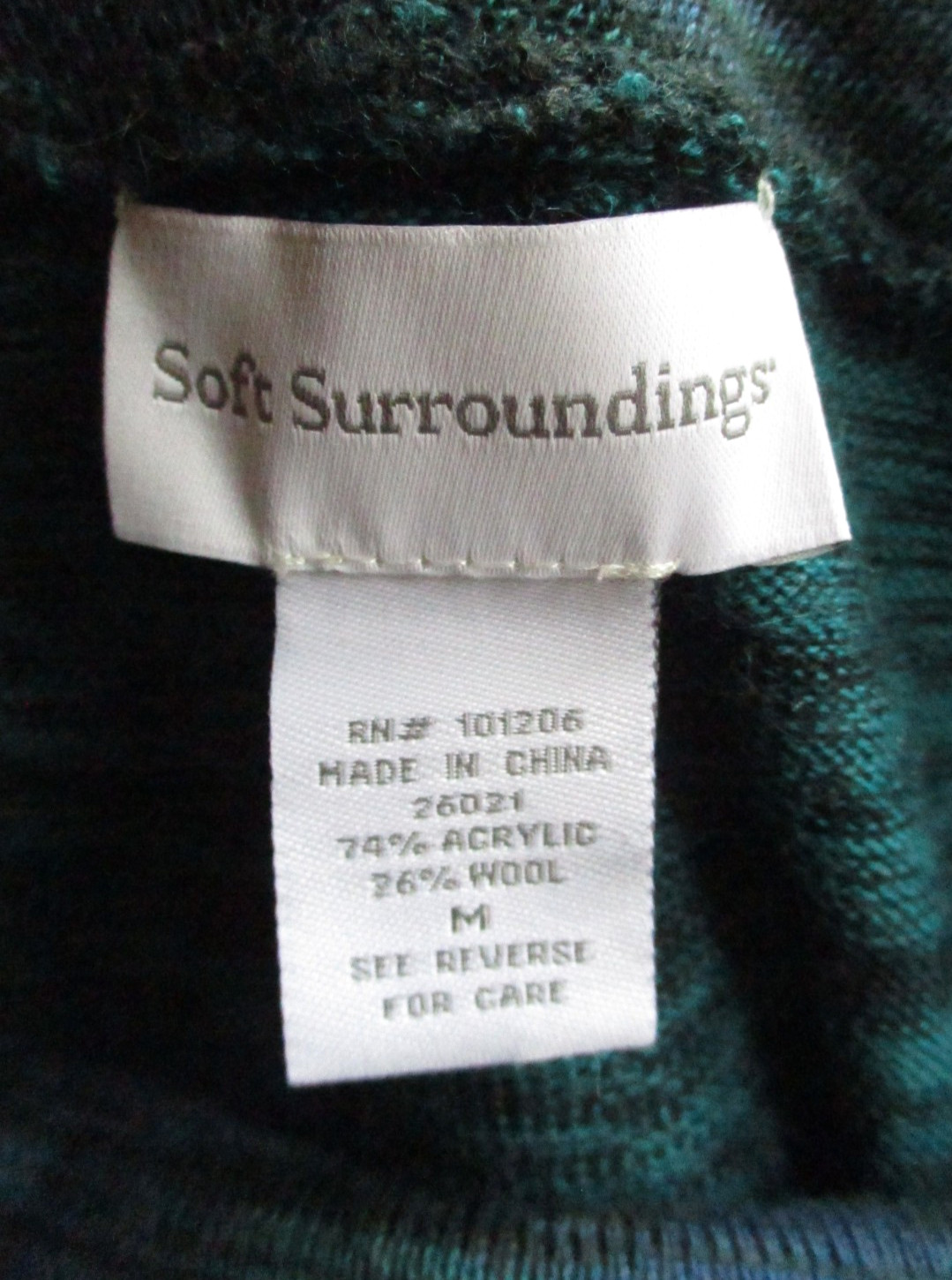 Soft Surroundings Marled Wool Blend Teal Blue Cowl Neck Sweater Dress Tunic MED