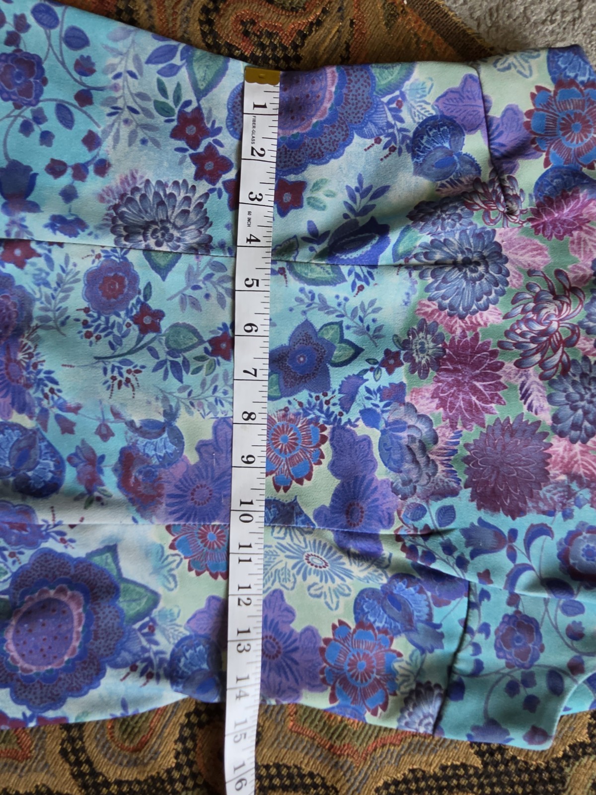 Y2K My Michelle Blue Purple Bright Retro Floral Artsy Shift Mini Dress Size 3/4