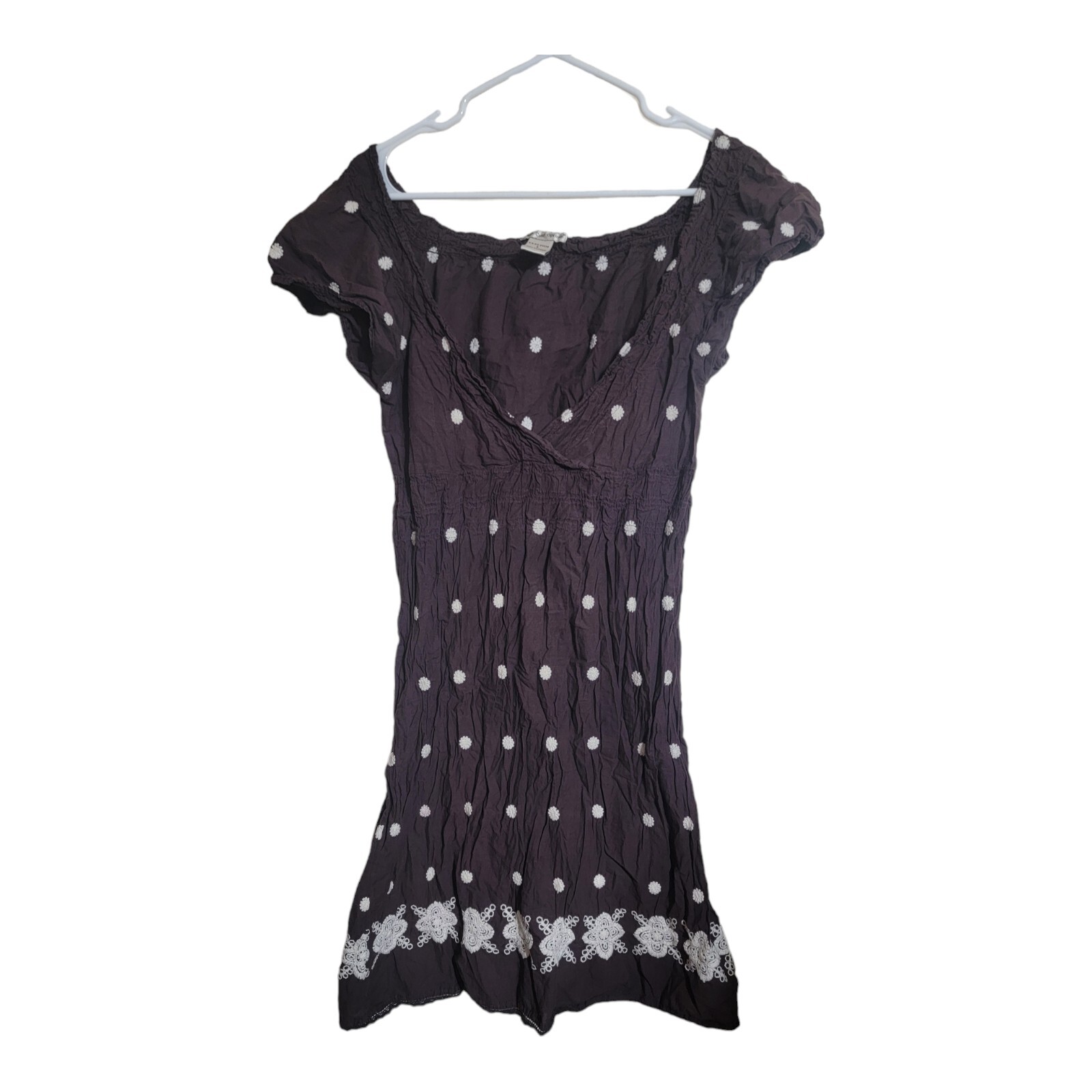 CUTE OPTIONS Dress Womens S Brown Boho Embroidered Sun Vacation Beach Summer