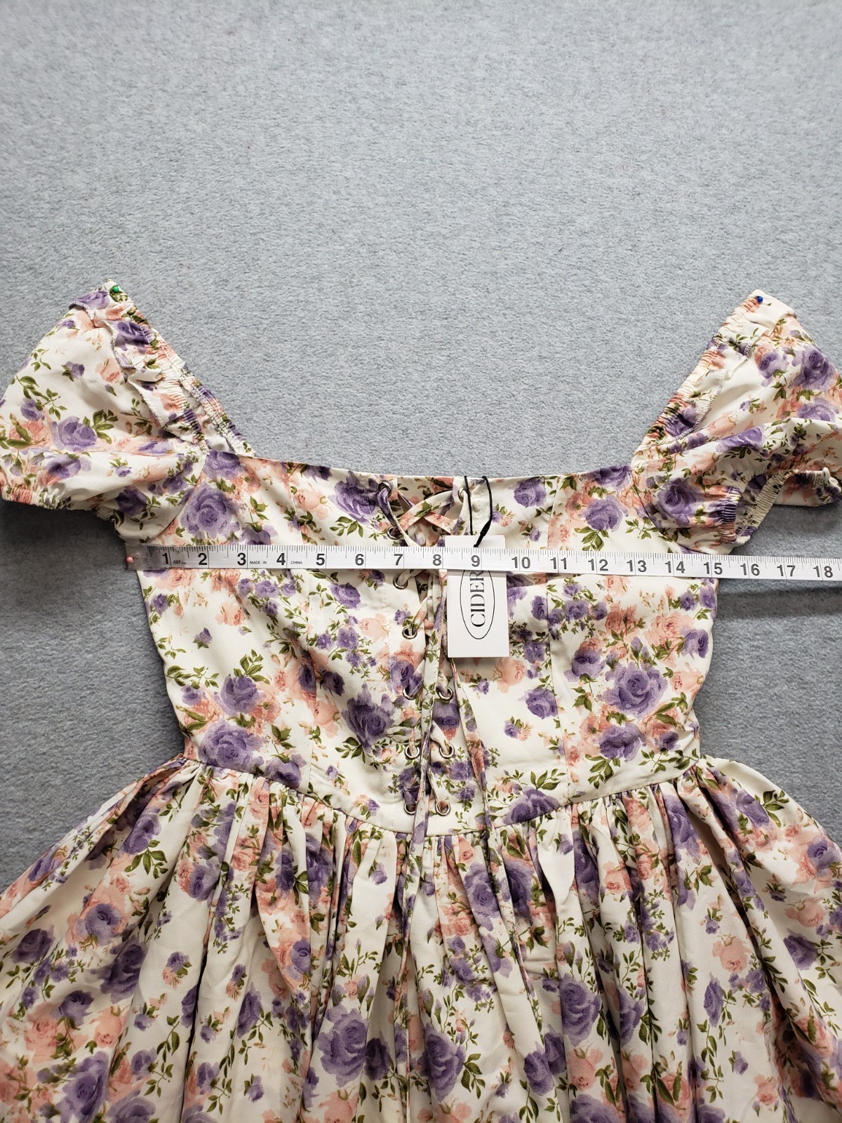 Cider Women Mini Dress XS Multicolor Floral Back Zip Ruffle Built In Short Party
