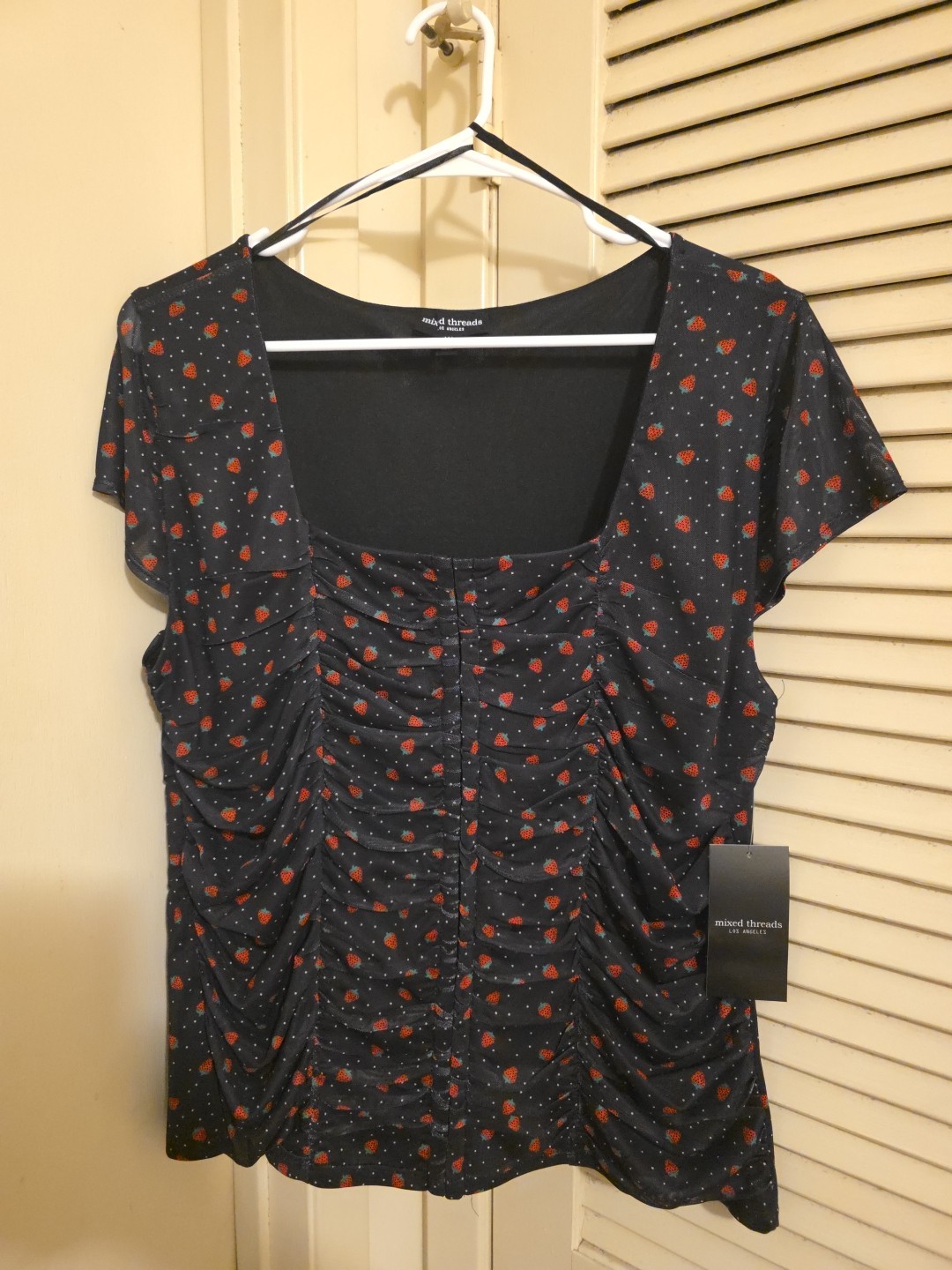 Mixed Threads Los Angeles XL Black Strawberry Dress Brand New With Tags