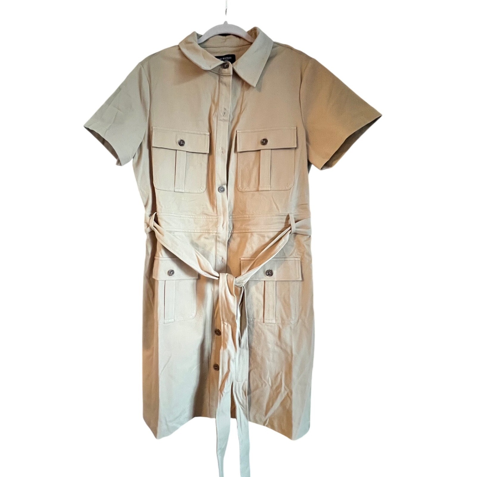 Isaac Mizrahi New York Shirt Dress Women’s Medium Gold/Soft Mustard Belted