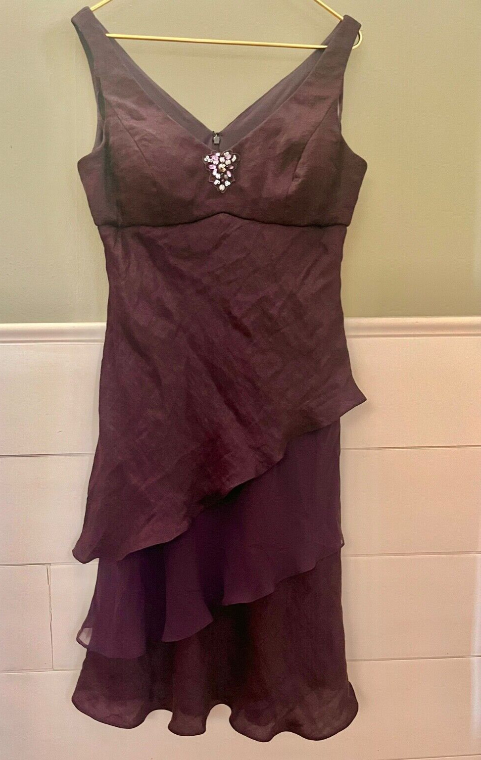 S.L. Fashions Large Holiday Dress Purple Asymmetrical Layers Plum Witchy