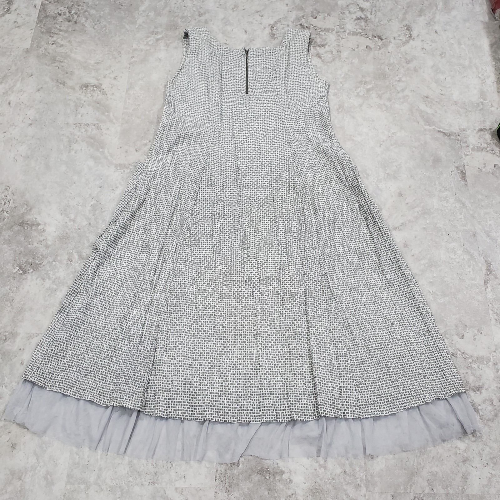GERSHON BRAM Lantern Crinkle Gingham-like Midi Tank Dress Size XL