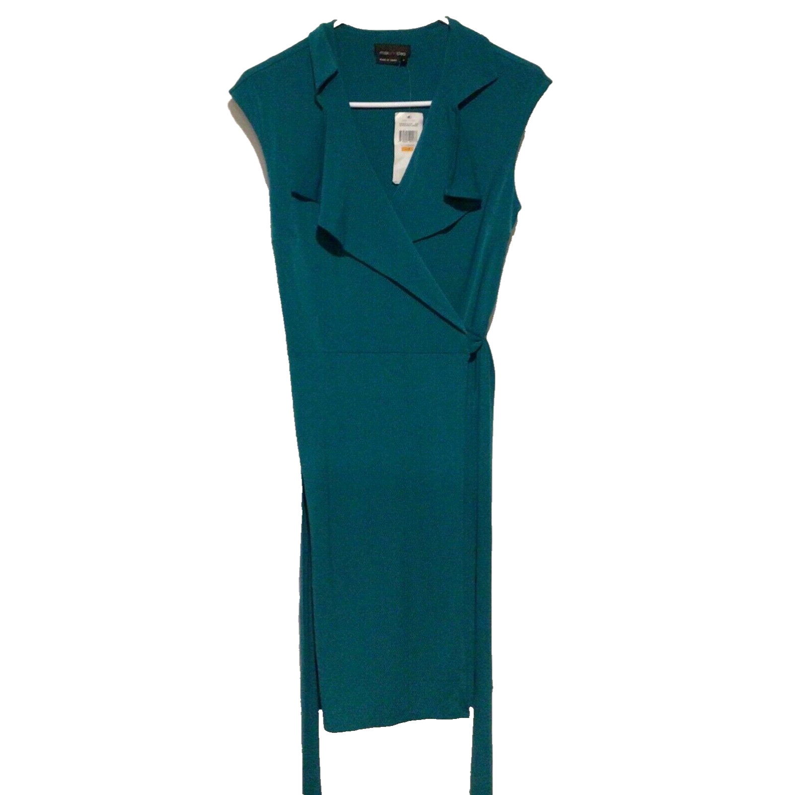 NWT Max and Cleo Green Sleeveless V-Neck Wrap Dress Women’s Size Small