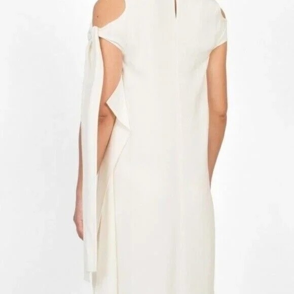 HELMUT LANG NWT Ivory Midi Dress Shoulder Tie Extra Small XS