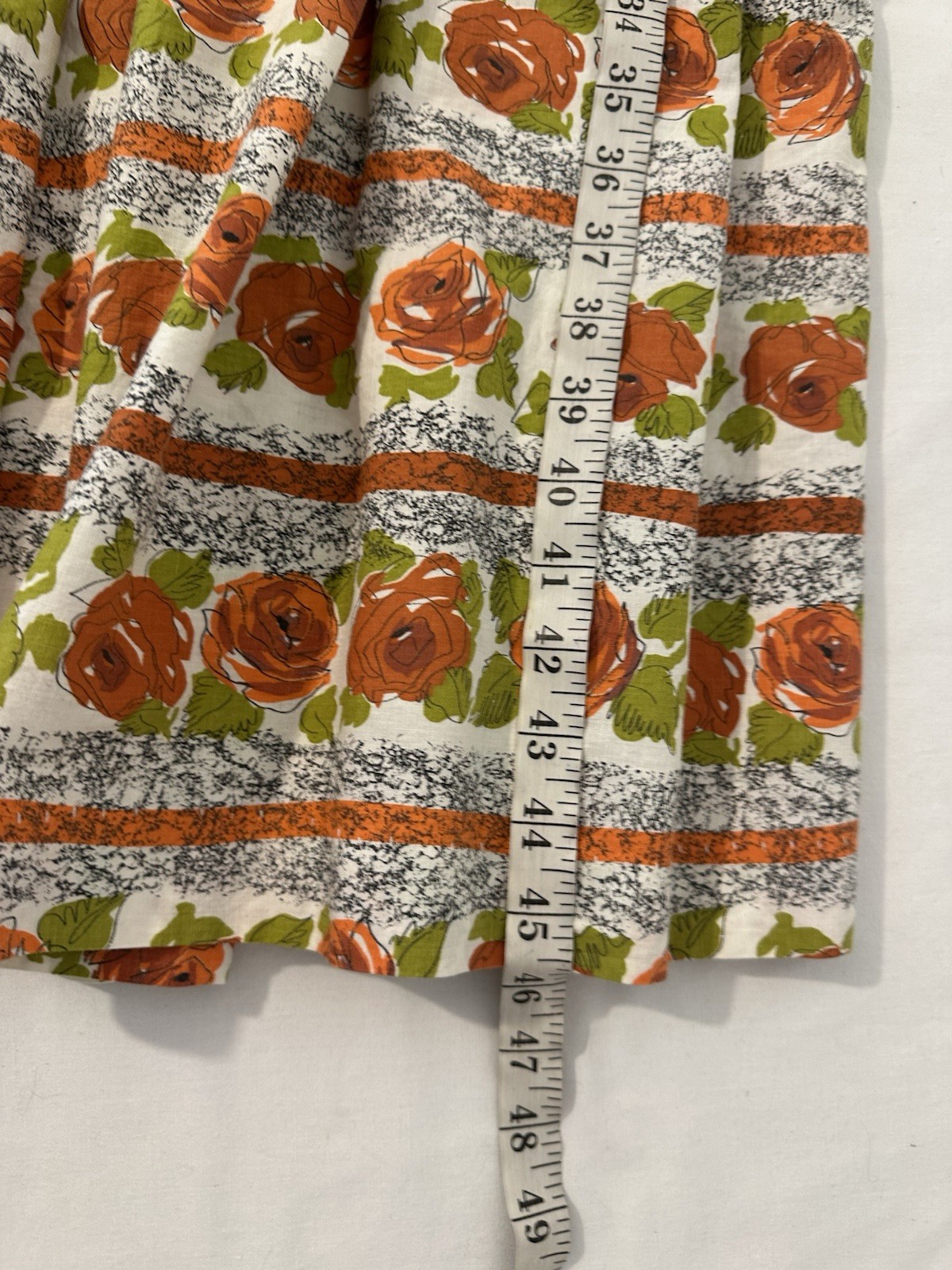 Vtg 50s Handmade Cotton Floral Midi Dress Full Gathered Circle Skirt Rockabilly