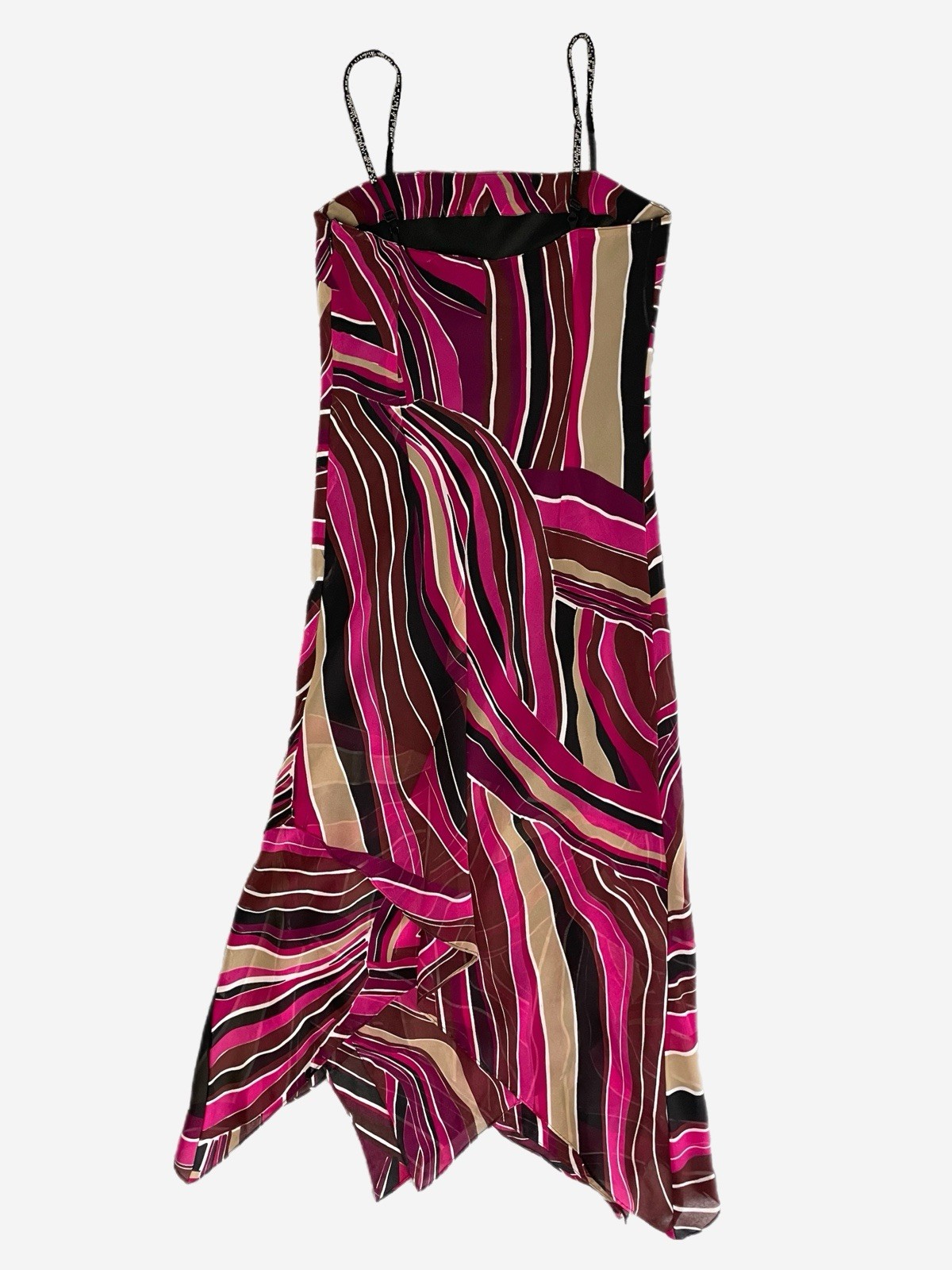 Vintage Y2K Eva Blue Pink black abstract beaded layered asymmetric slip dress S
