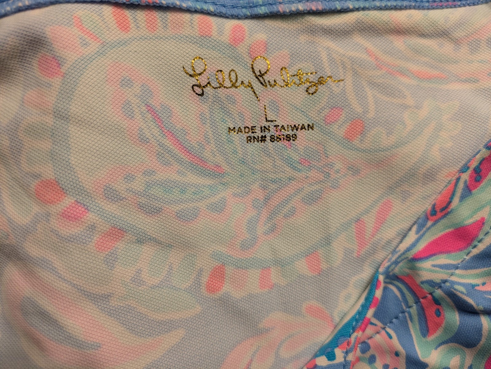 Lilly Pulitzer Blue Pink White Paisley V-Neck 3/4 Sleeve Pullover Mini L