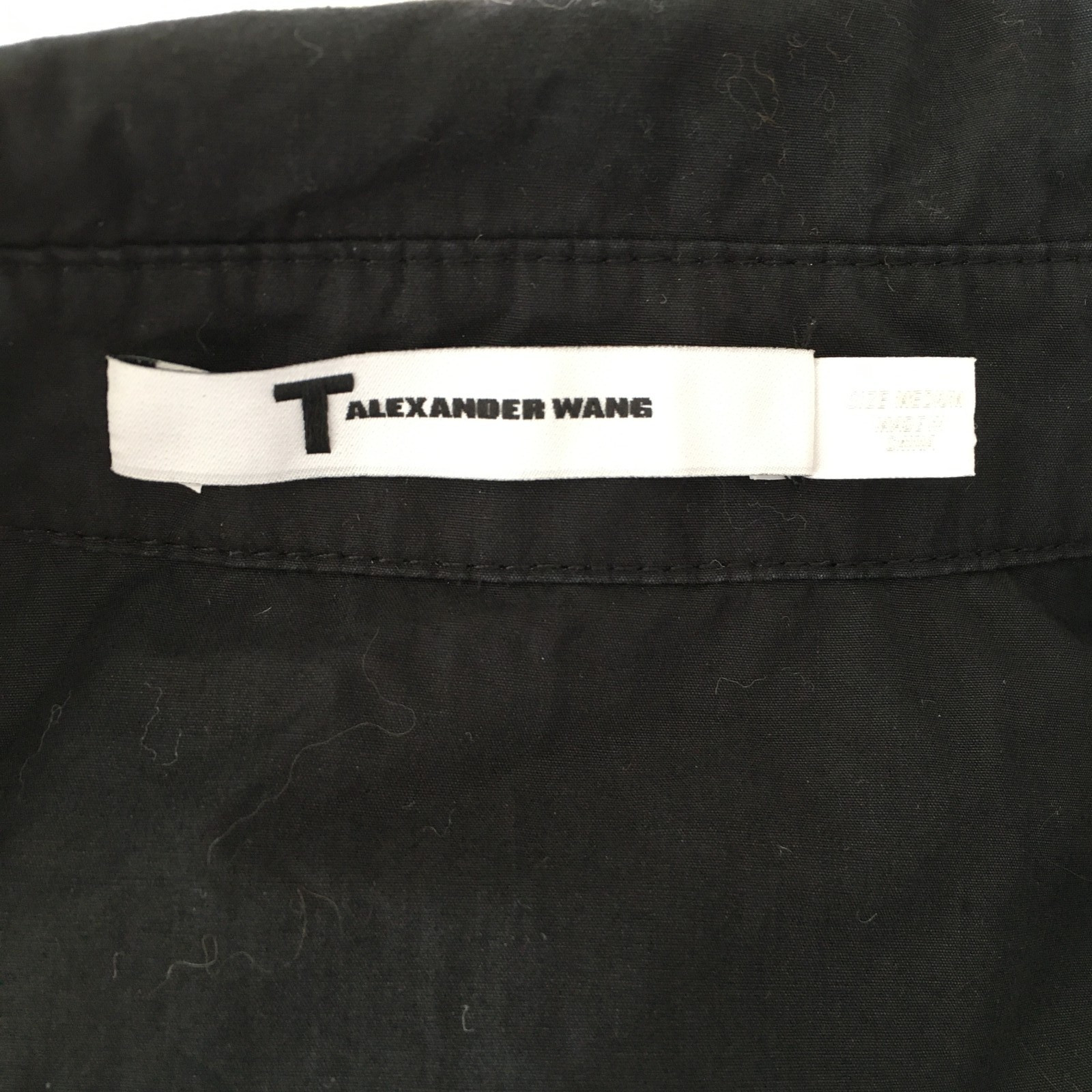 T by ALEXANDER WANG Black Rounded Hem Hidden Button Shirt Dress Womens sz Medium