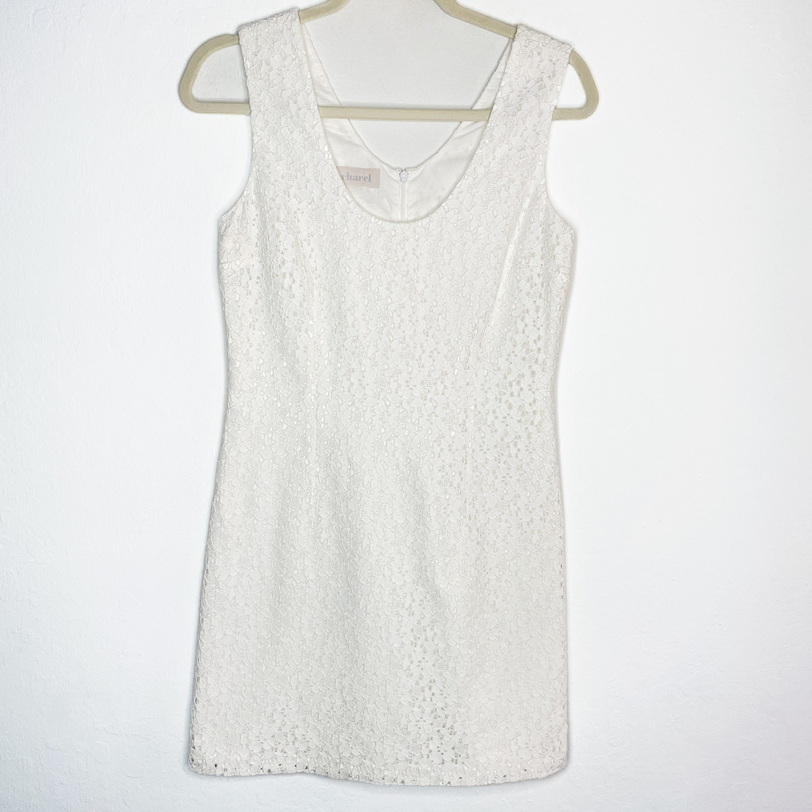 Cacharel Sleeveless Floral Embroidered Lace Crochet Mini Sheath Dress 6