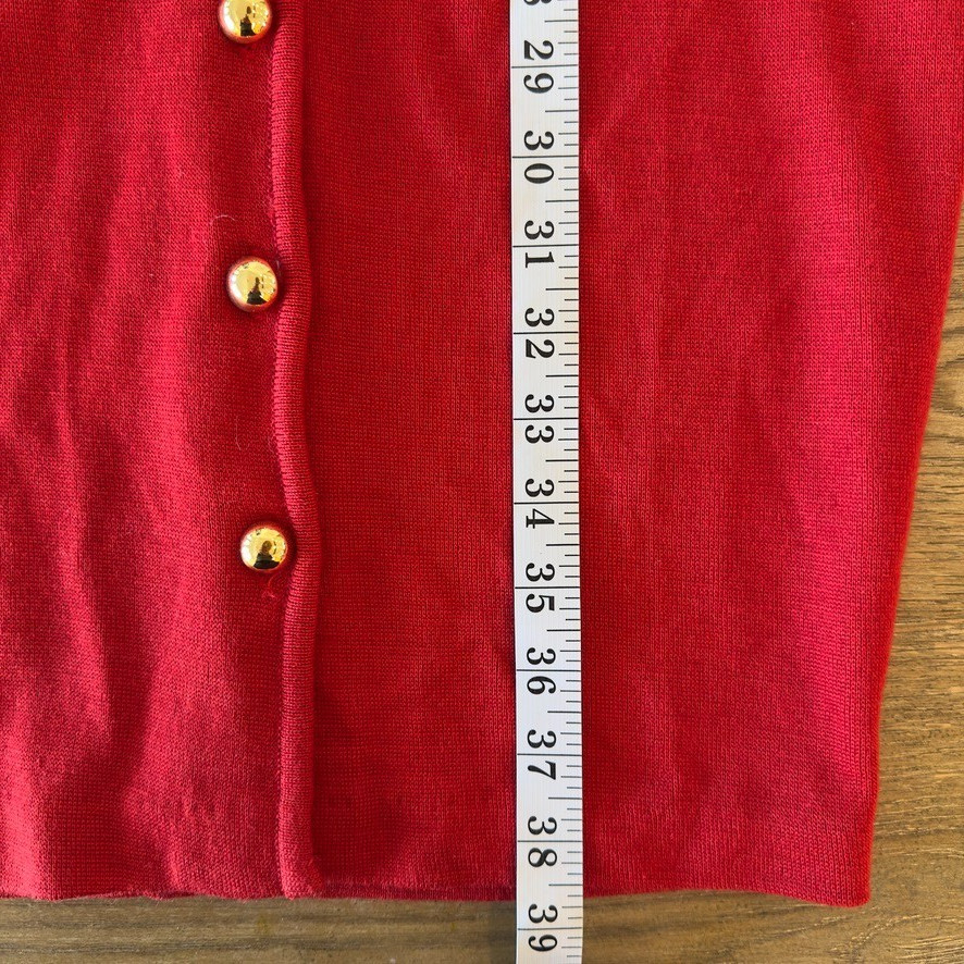 VTG Adele Joyce Wool Blend Fitted Knit Button Up Dress-Red W/ Gold Buttons-Sz M